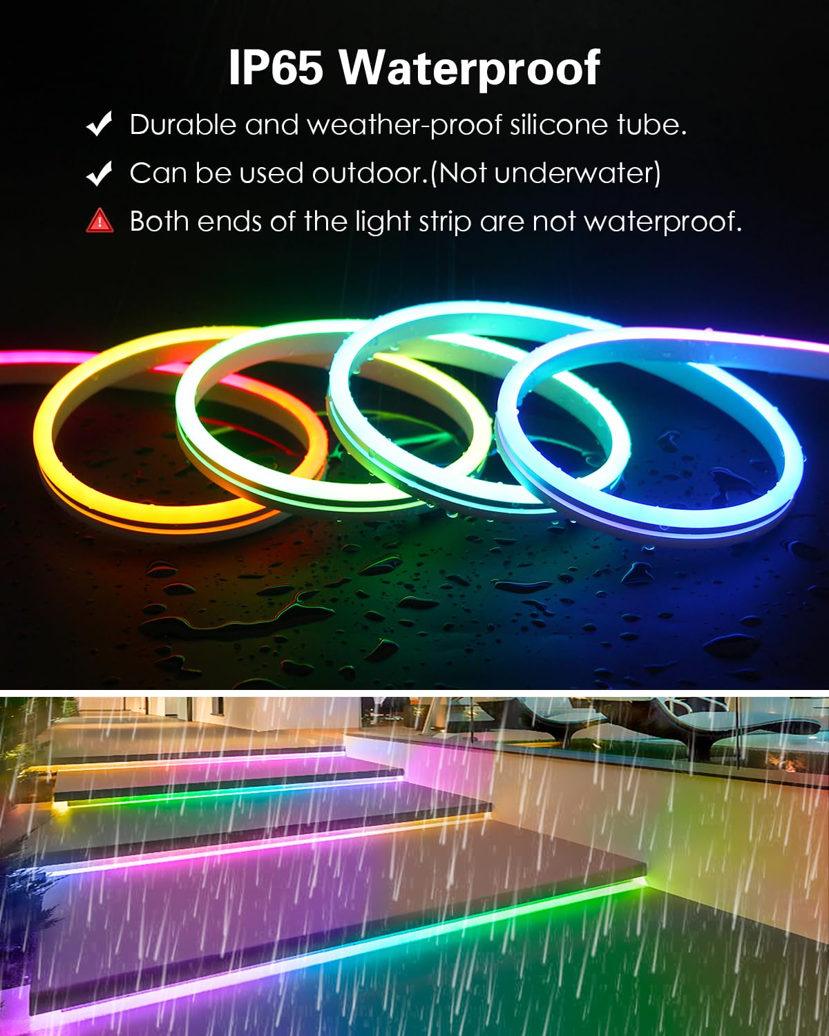 Alitove Ws2811 Neon Led Strip Lights 16.4Ft Ip65 Waterproof Flexible 420Led 12V White Fpcb Room Decor