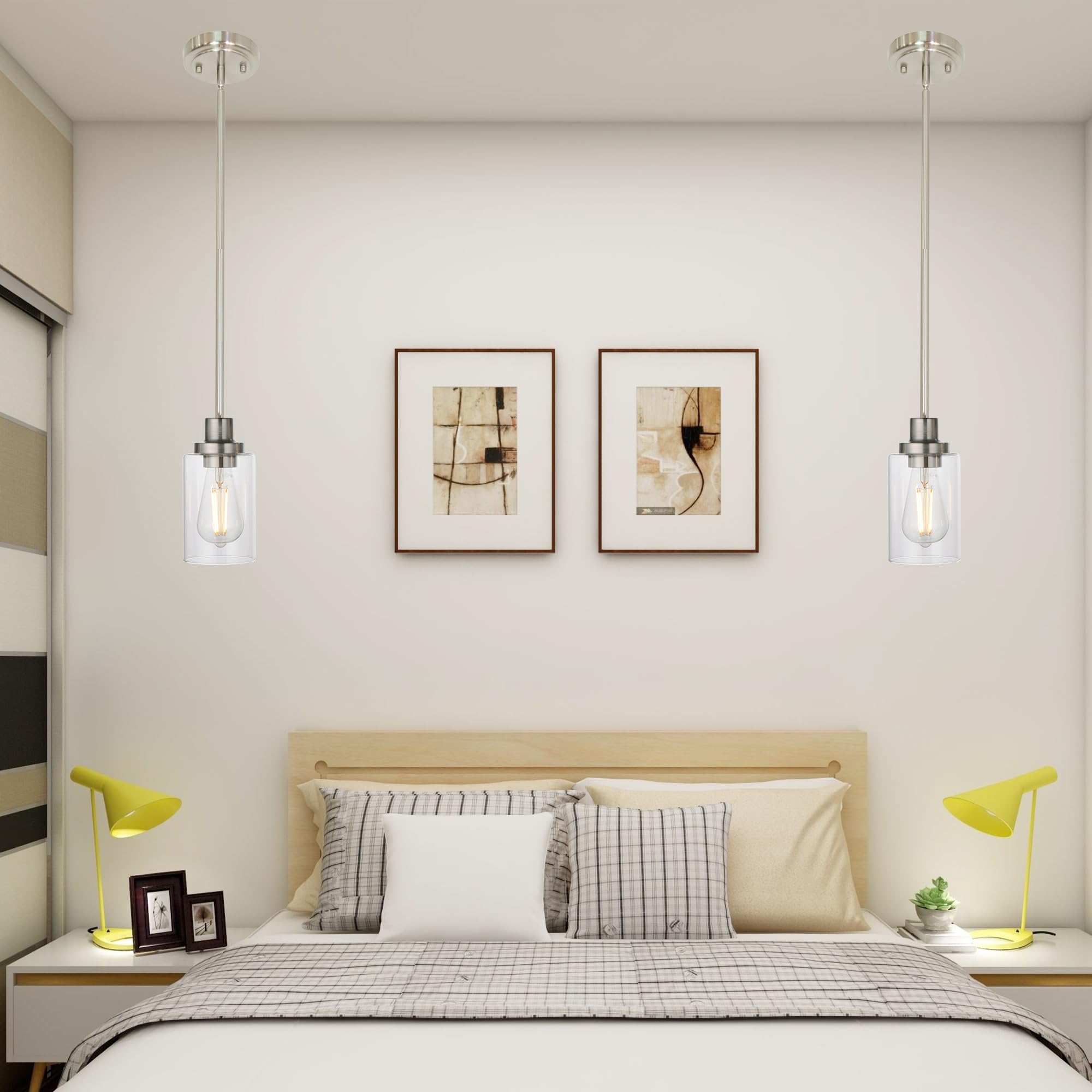 Melucee 3 Light Cluster Pendant Light With Clear Glass Shade, Modern Hanging Ceiling Light Fixture Adjustable Glass Chandelier B