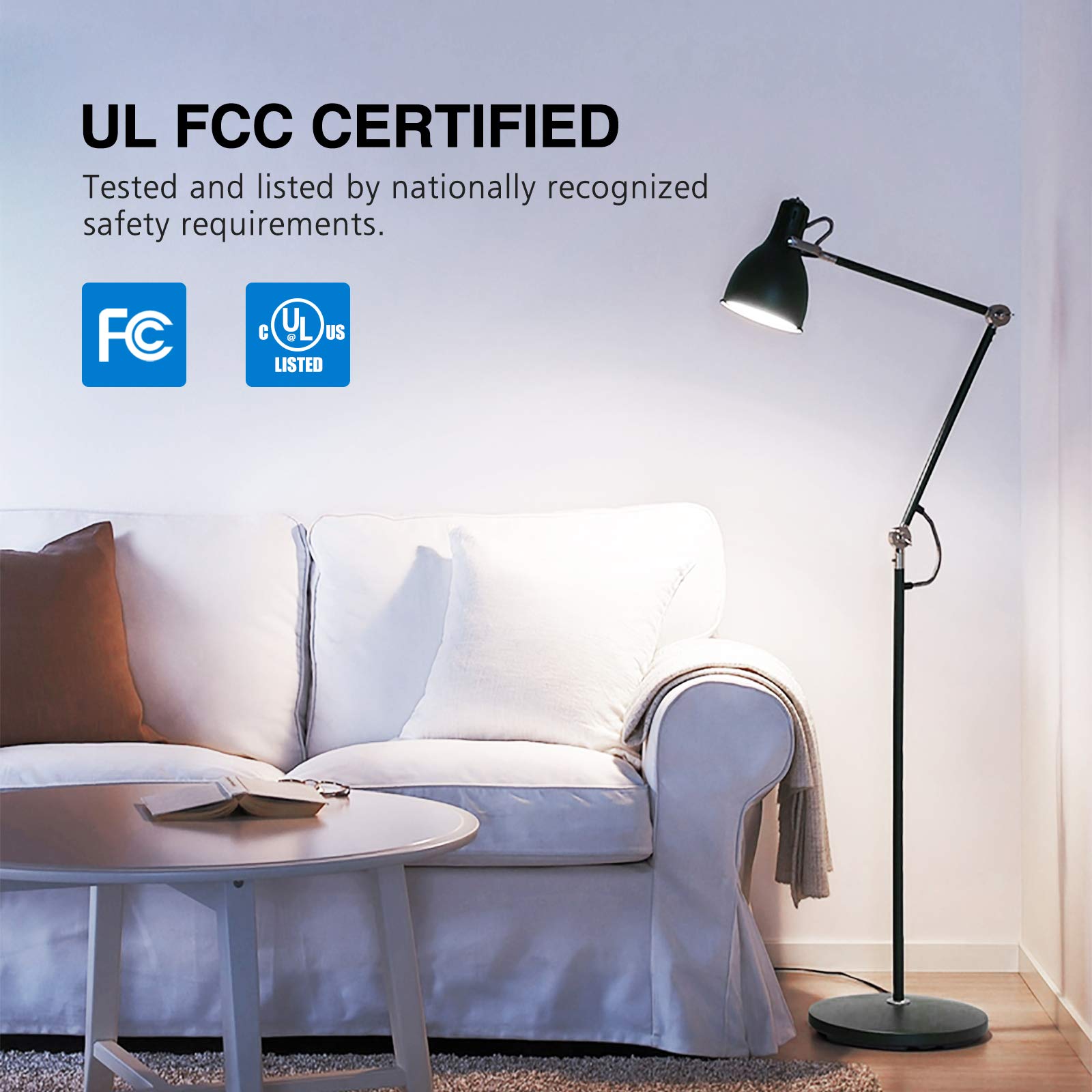 Neporal LED Full Spectrum Light Bulbs, 6000K Cool White, 9W (60W Equivalent), Pack of 3, Plastic, Ideal for Study, Office, Bedroom