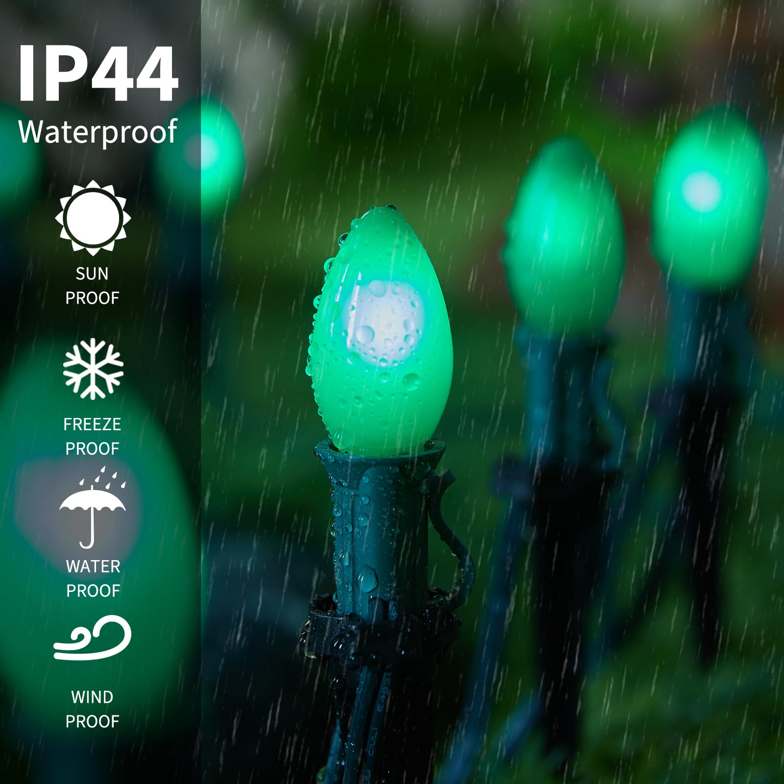 25 Pack C7 Led Christmas Lights Bulb Replacement Light Bulbs Green Commercial Light Bulbs