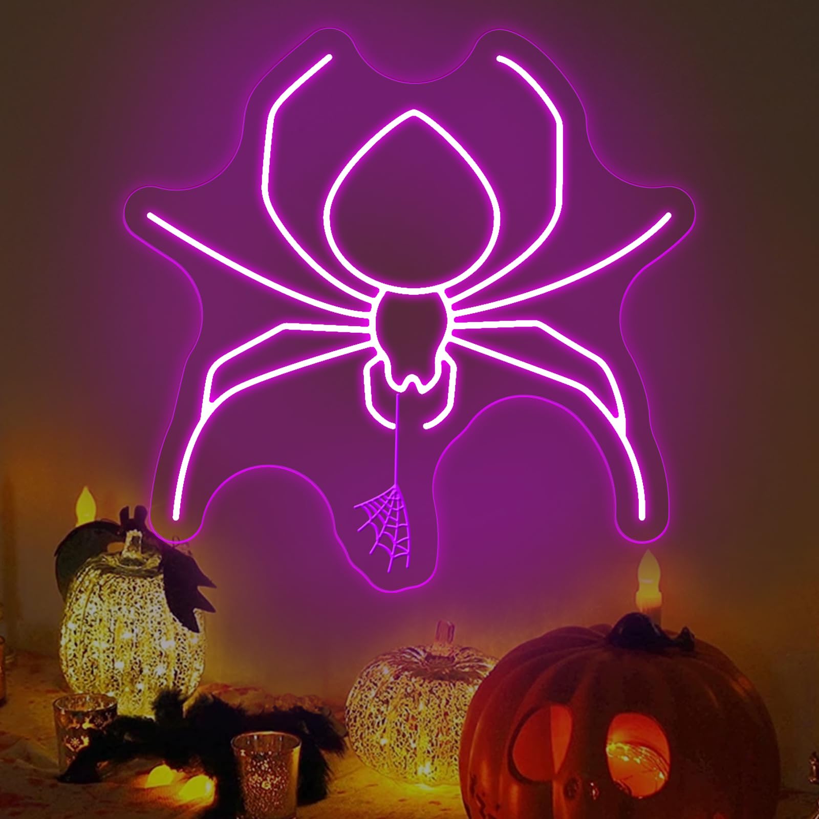 Spider Neon Sign  Halloween Animal Neon Sign  Spooky Halloween Decor Wall  Led Spider Neon Lights For Room Game Kids Room Man Cave Party Decor Gift Birthday Party Supply Bar
