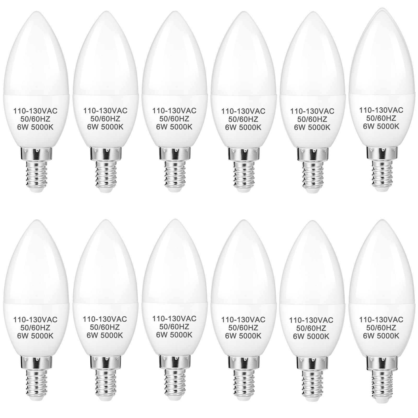 Diamiaq B11 Led Light Bulb Candelabra Light Bulbs 5000 Kelvin Daylight White Ceiling Fan Bulb Chandelier Bulbs Candle Bulbs For