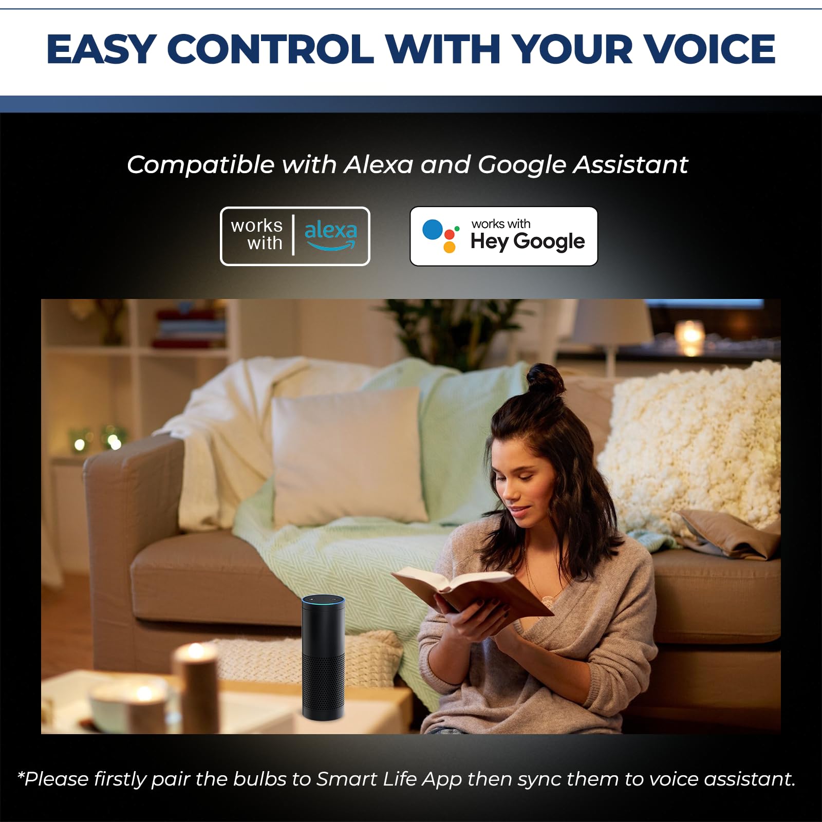 Lightinginside E12 Smart Light Bulbs, 50W Equivalent, RGBCW, 4 Count, G16.5, Works with Alexa/Google Home, ETL Listed