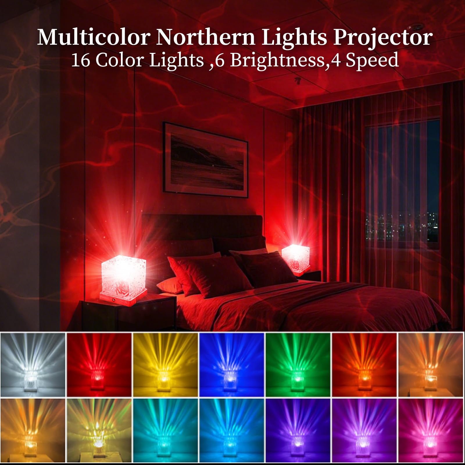 LETOUR Northern Lights Ocean Wave Cube Lamp, RGB, Small, Model LT-NL025-RGBC-UK, 16 Colors & 30 Modes for Kids' Rooms/Parties