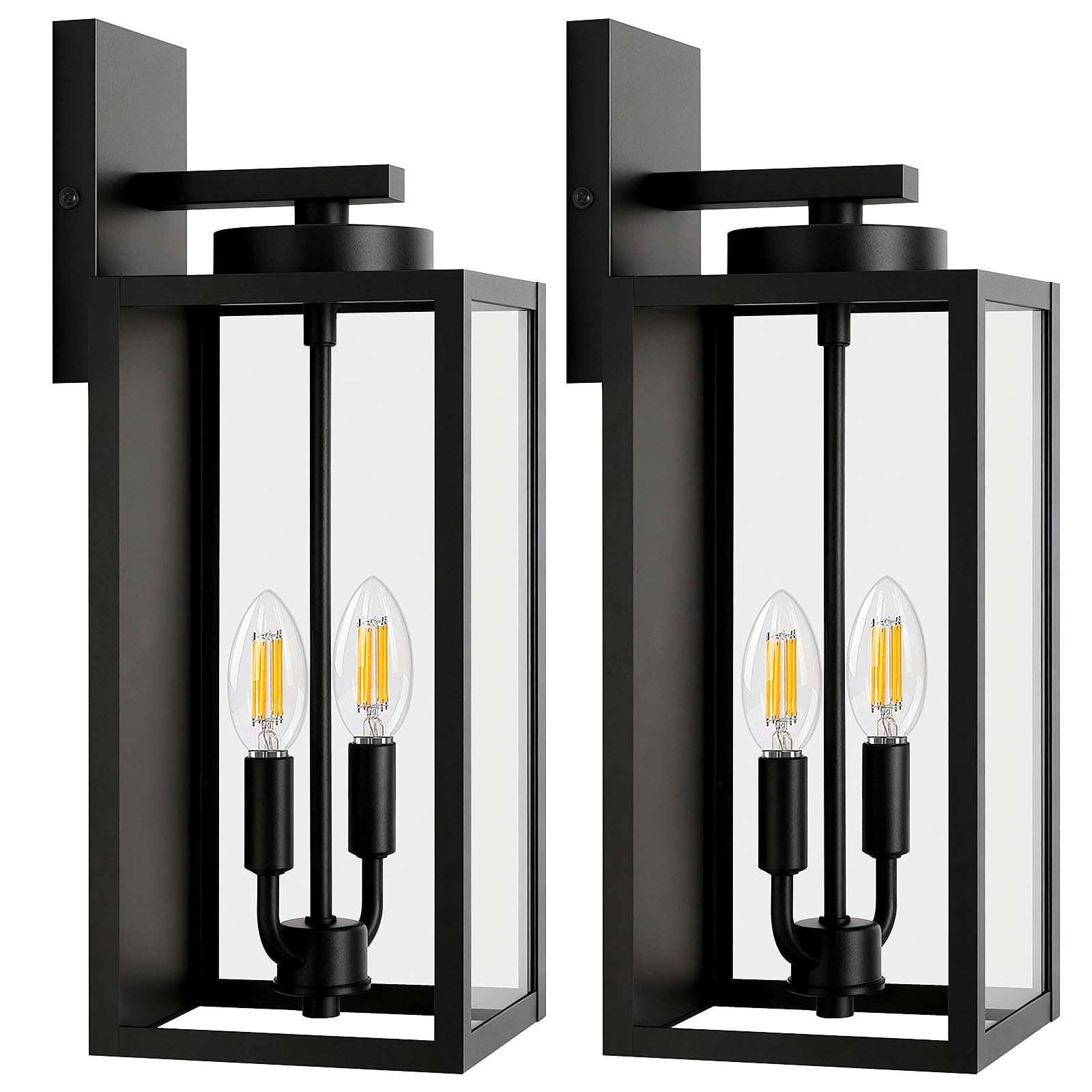 18In Large Outdoor Wall Light Fixtures  Exterior Lighting Fixtures Porch Sconces Wall Mounted  Waterproof Black Outdoor Wall Lanterns Lamps  Outside Lights For House Patio Front Door Entryway  2-Pack