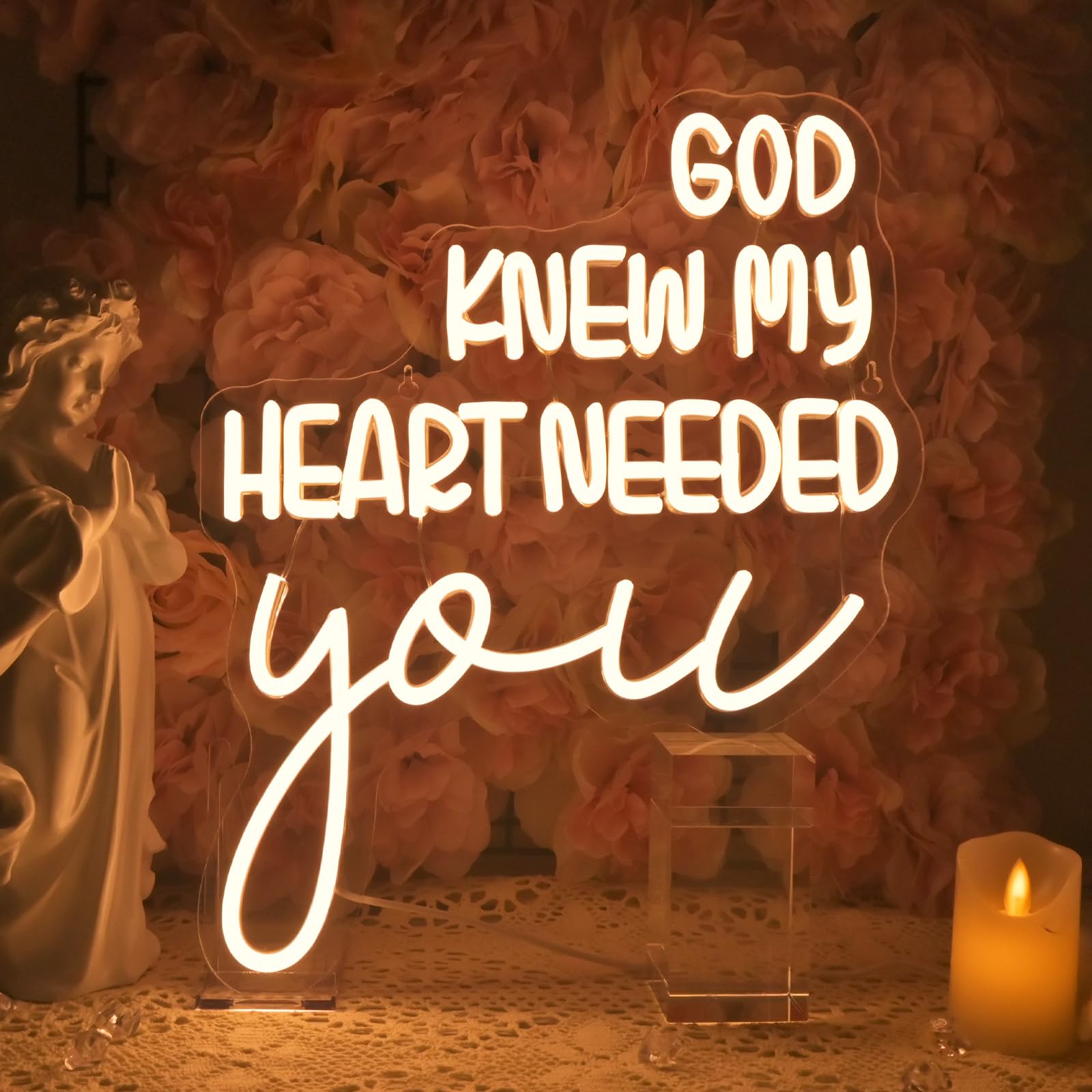 Horseneon God Knew My Heart Needed You Neon Sign Romantic Led Wall Decor For Bedrooms  Wedding Gifts  Anniversary Presents  Usb Powered Adjustable Brightness Inspirational Decor