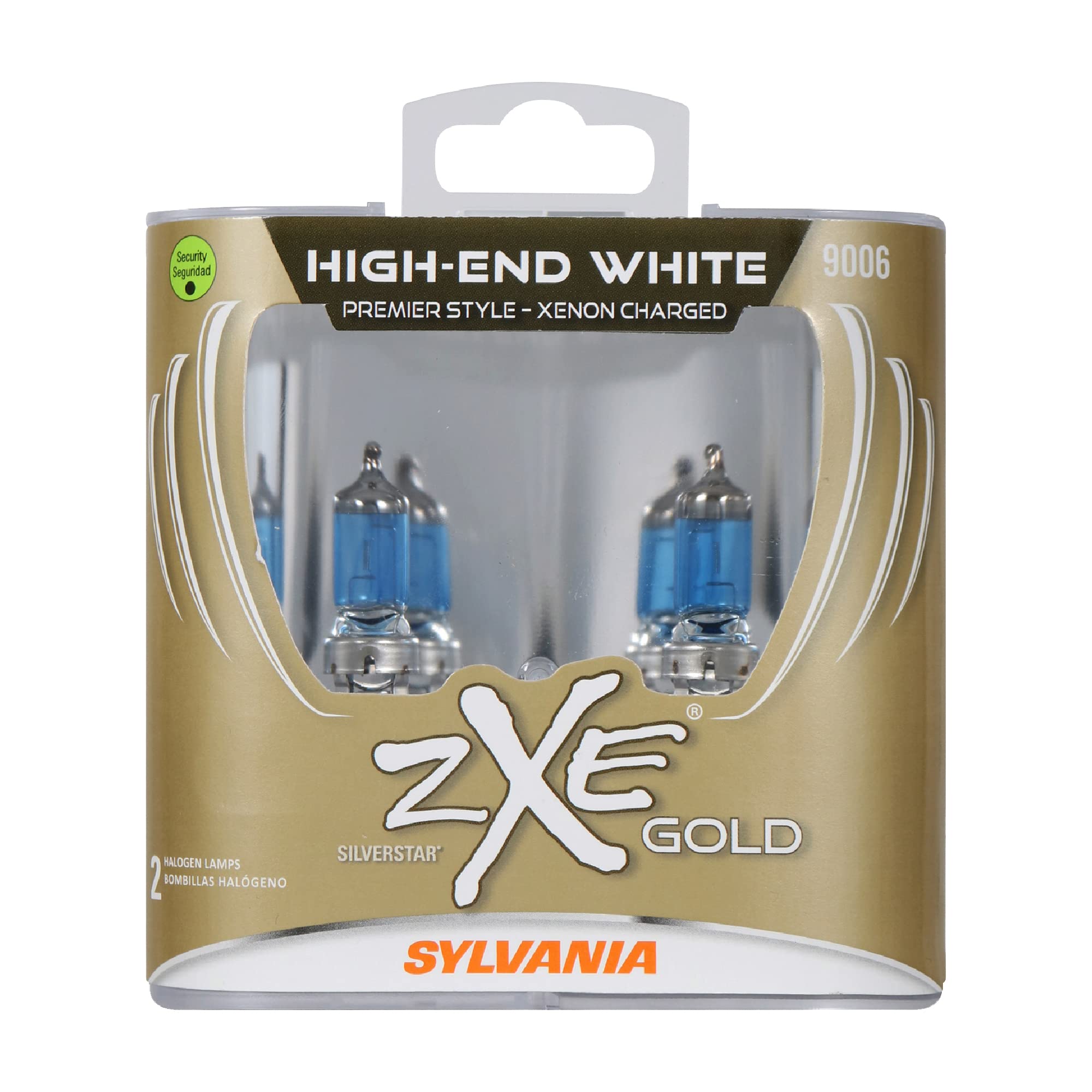 SYLVANIA 9006 SilverStar zXe GOLD Halogen Headlight Bulbs - Bright White Light Output, Best HID Alternative (2 Bulbs)