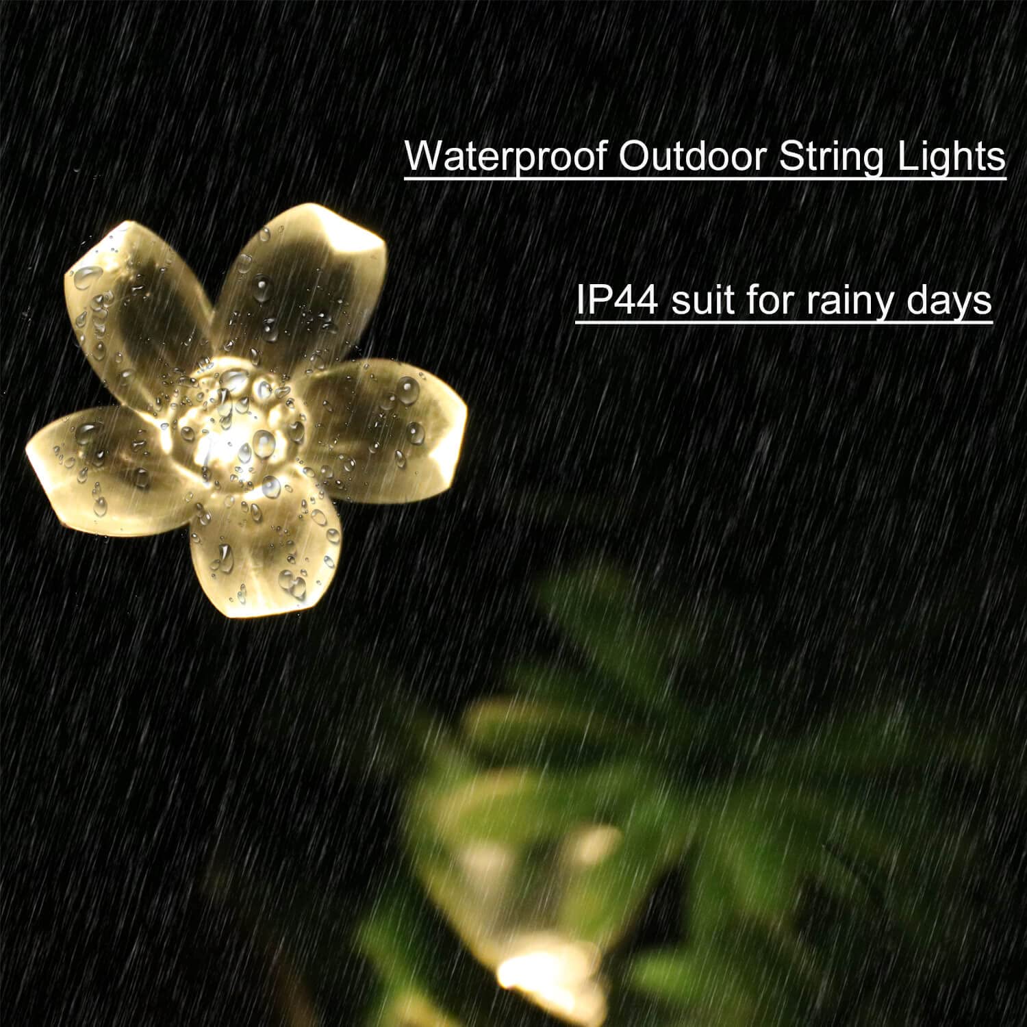 Semilits Outdoor Solar String Lights 50Led Flower Shaped Solar Fairy Lights For Christmas Garden Decoration Warm White