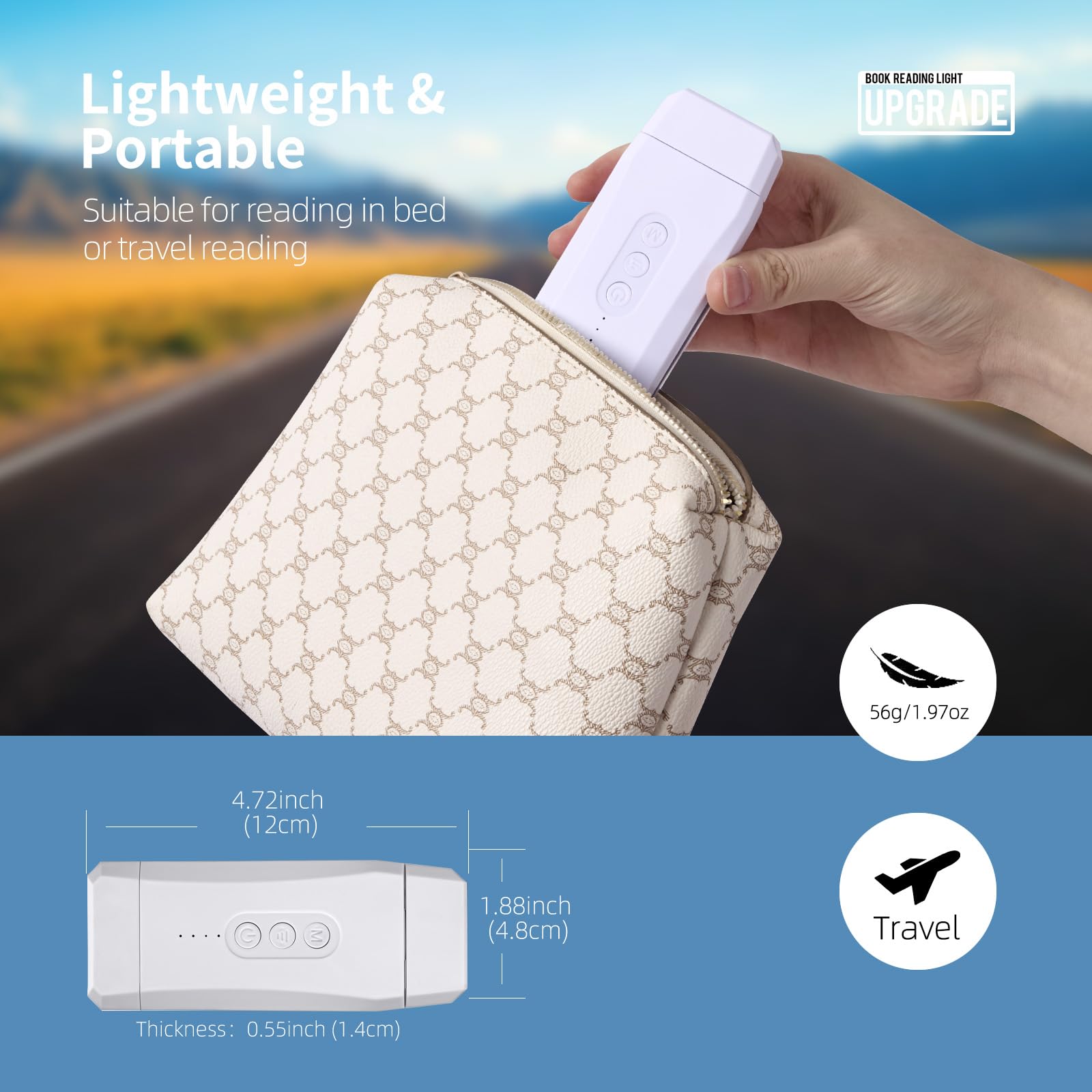 Egwaser Usb Rechargeable Book Light For Reading In Bed, Portable Clip-On Led Reading Light, 3 Amber Colors & 3 Brightness Dimmab