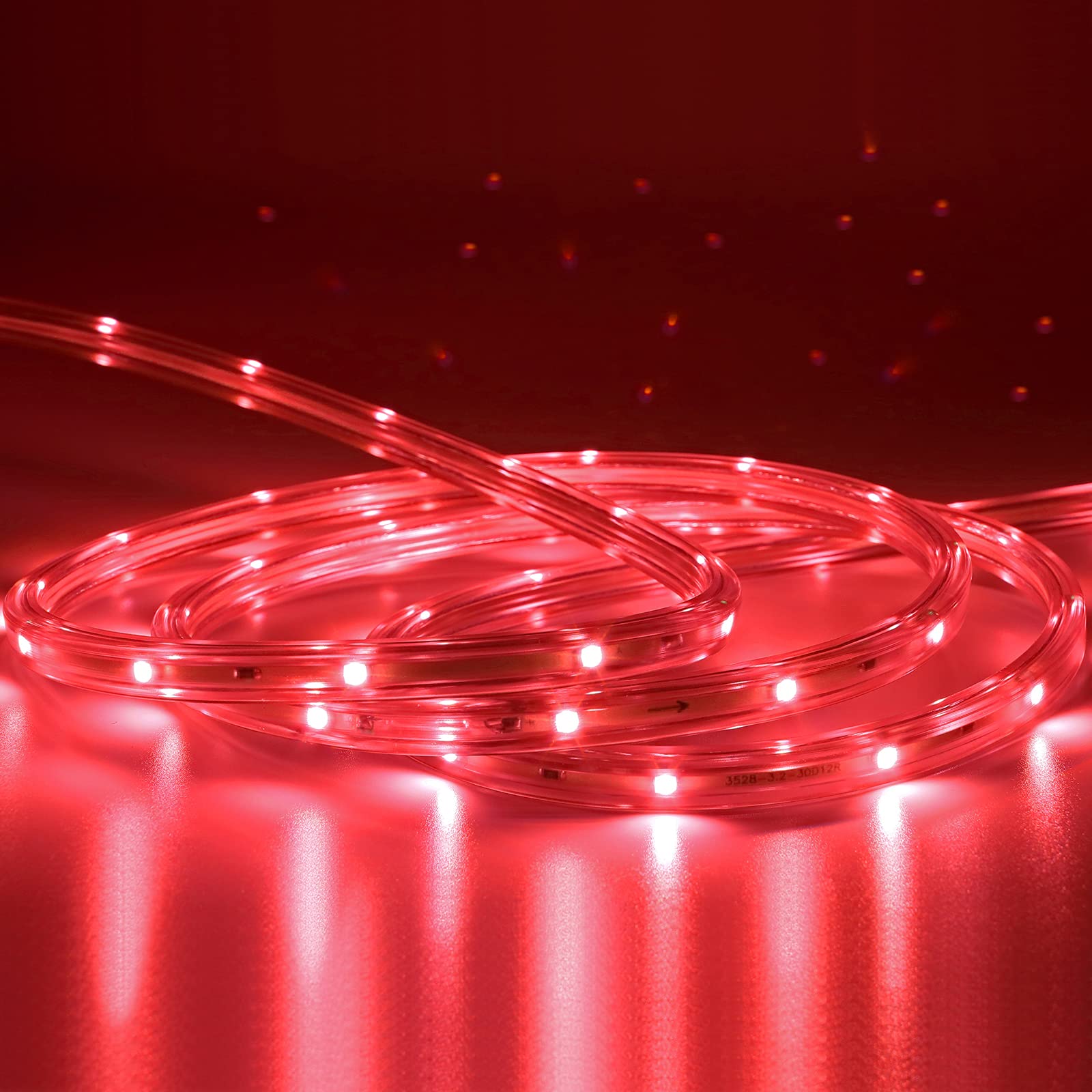 Areful Red Rope Lights, Waterproof LED Strip Light, 16.4ft for Indoor/Outdoor Use, Decorative Lighting for Home, Holiday, Garden, Party