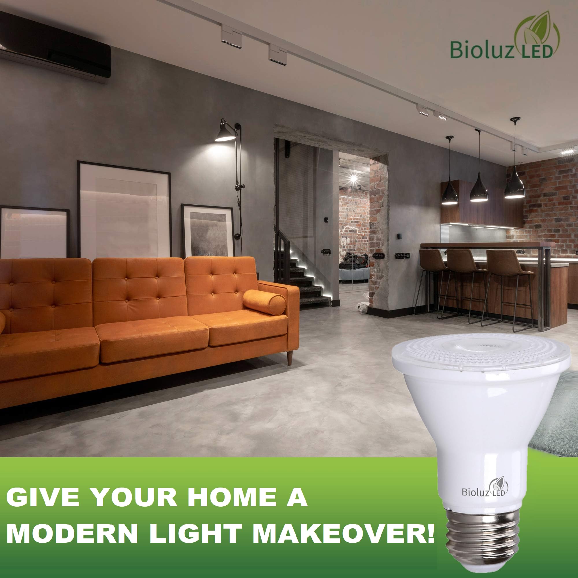 Bioluz LED PAR20 Bulbs 4 Pack, 5000K Daylight, Dimmable, 50W Equivalent, E26 Base, 7W, UL Listed