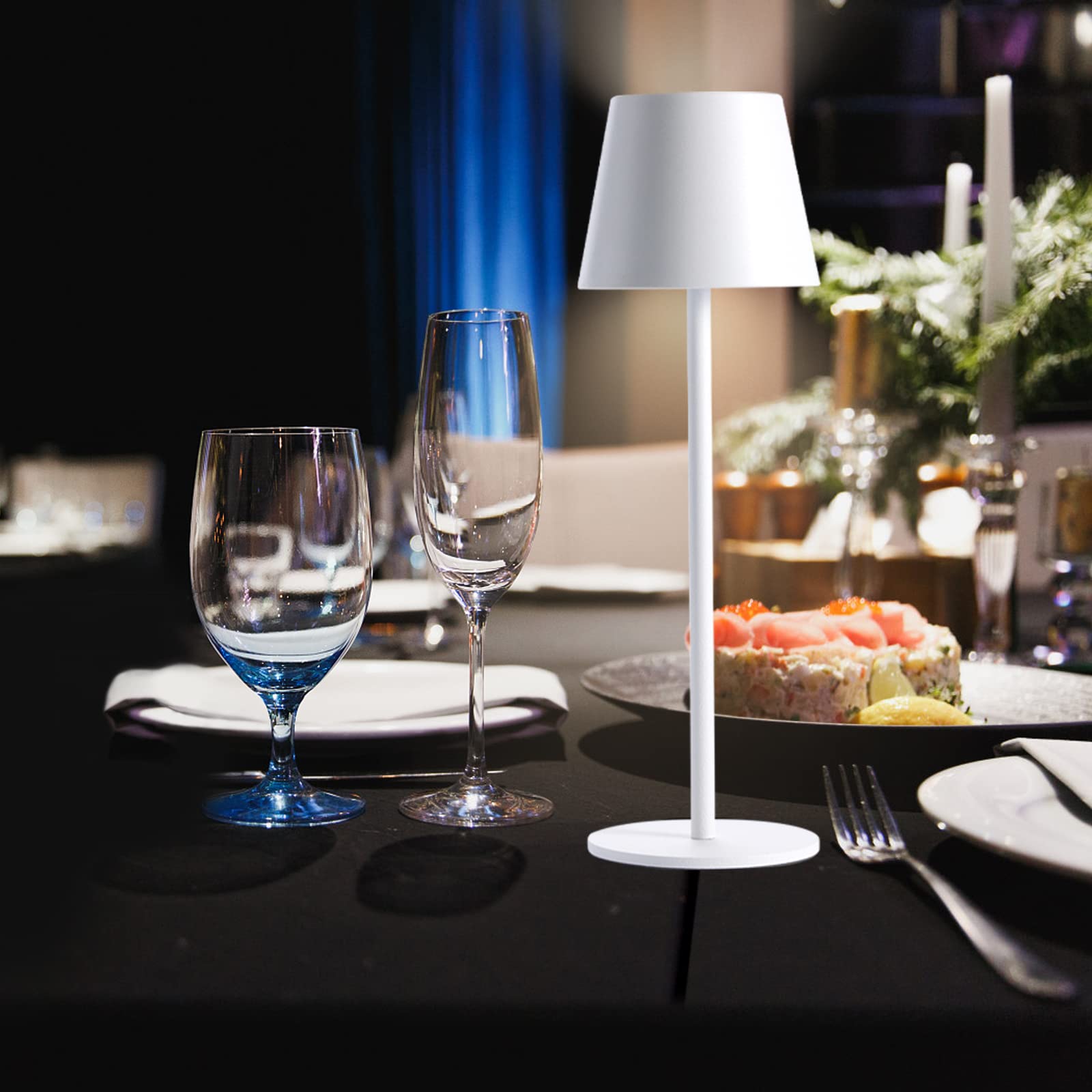 Maksone 2 Pack Led Cordless Table Lamp  6600Mwh Rechargeable Battery Desk Lamp  3000K Stepless Dimming Night Light  Ip54 Waterproof Metal Outdoor Portable Lamp For Camping  Restaurant (White)