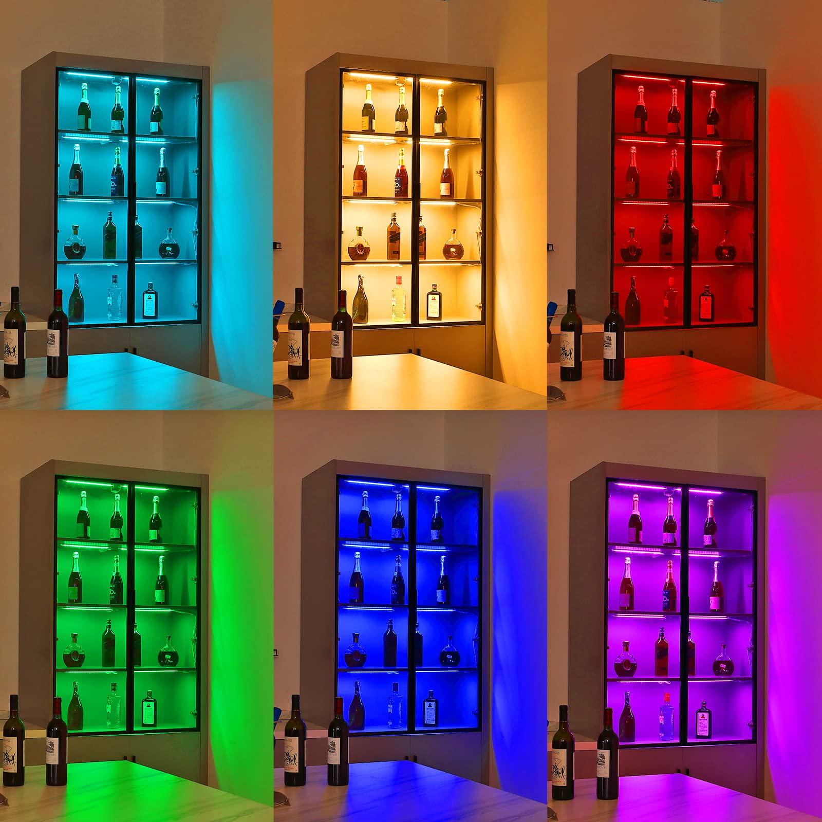 Litever Under Cabinet Led Lighting Kit. Rgb Color & Bright Warm White Light. Slim Linkable Led Light Bars With Power Adapter  Controller  Extension Cords. Max 24W. Dimmable. Plug In. Rgb + 3000K.