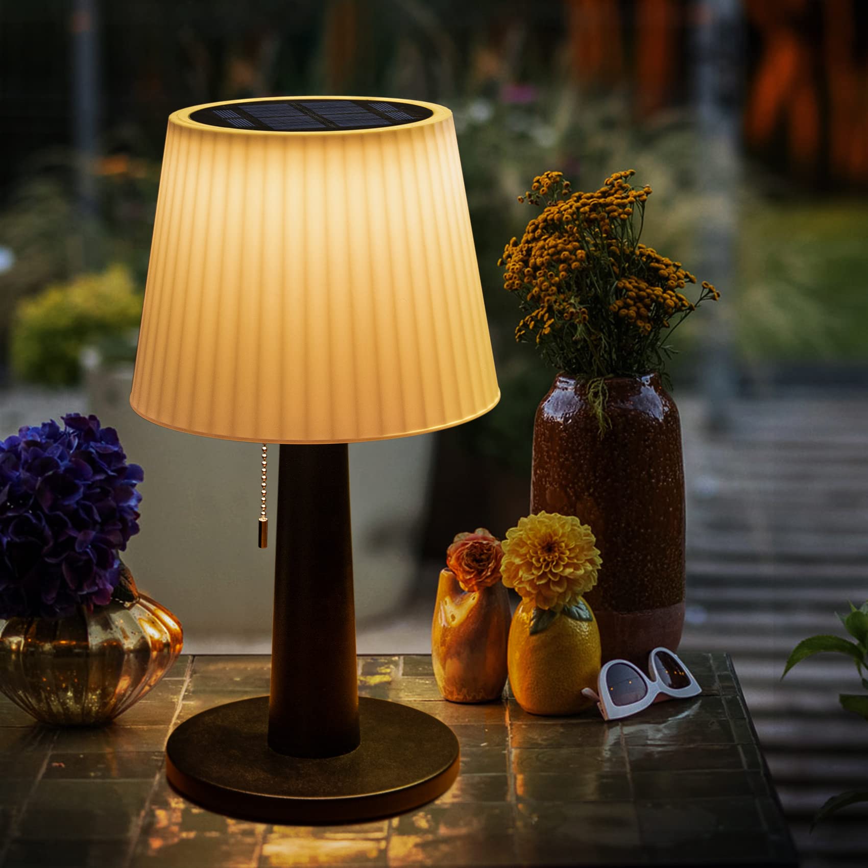 Beautyard Solar Table Lamp - Waterproof Led, 3 Modes, Cordless For Indoor/Outdoor Use, White