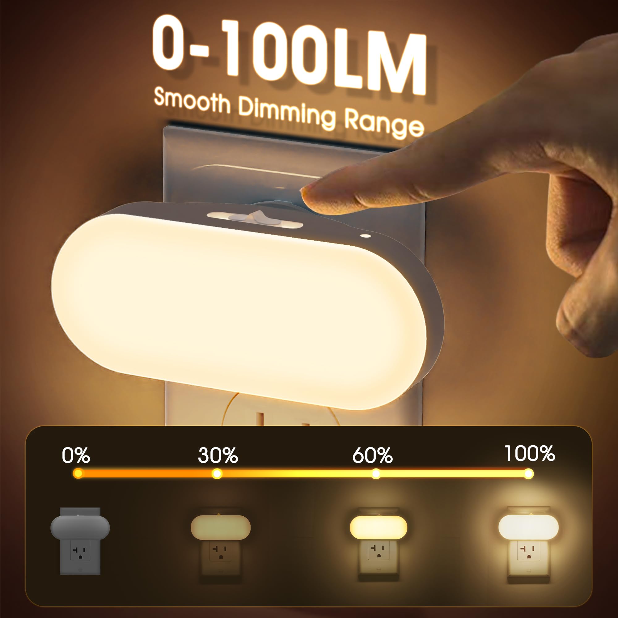 Briignite LED Night Light, Dimmable Plug-in with Dusk to Dawn Sensor, Soft White, 2-Pack, Warm Moderate Shade, Model BRNL00702DG-2