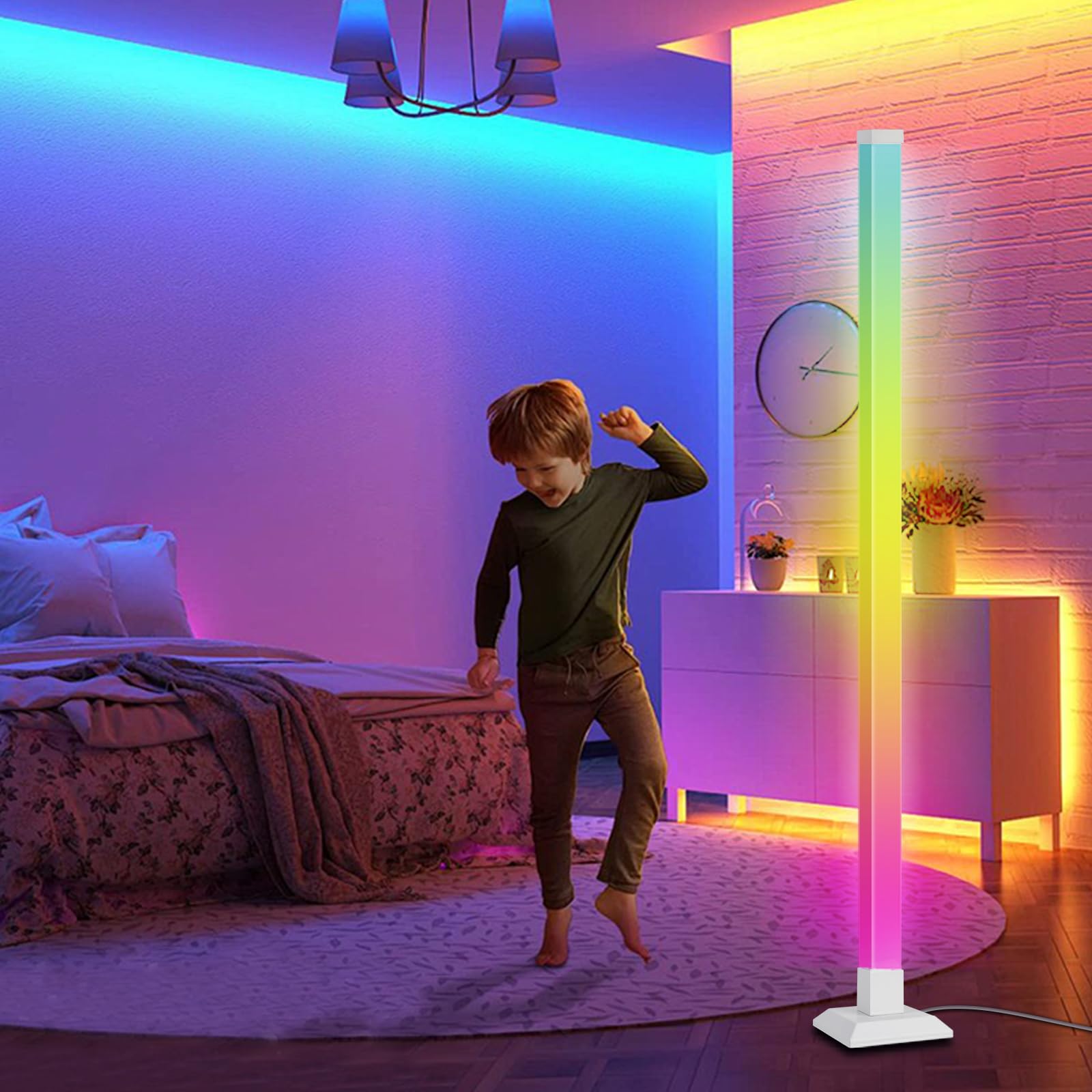 Supernight Icrgb Floor Lamp Dimmable, Led Lights 16 Million Colors For Bedroom With Remote, Diy Corner Lights For Gaming Room Wi