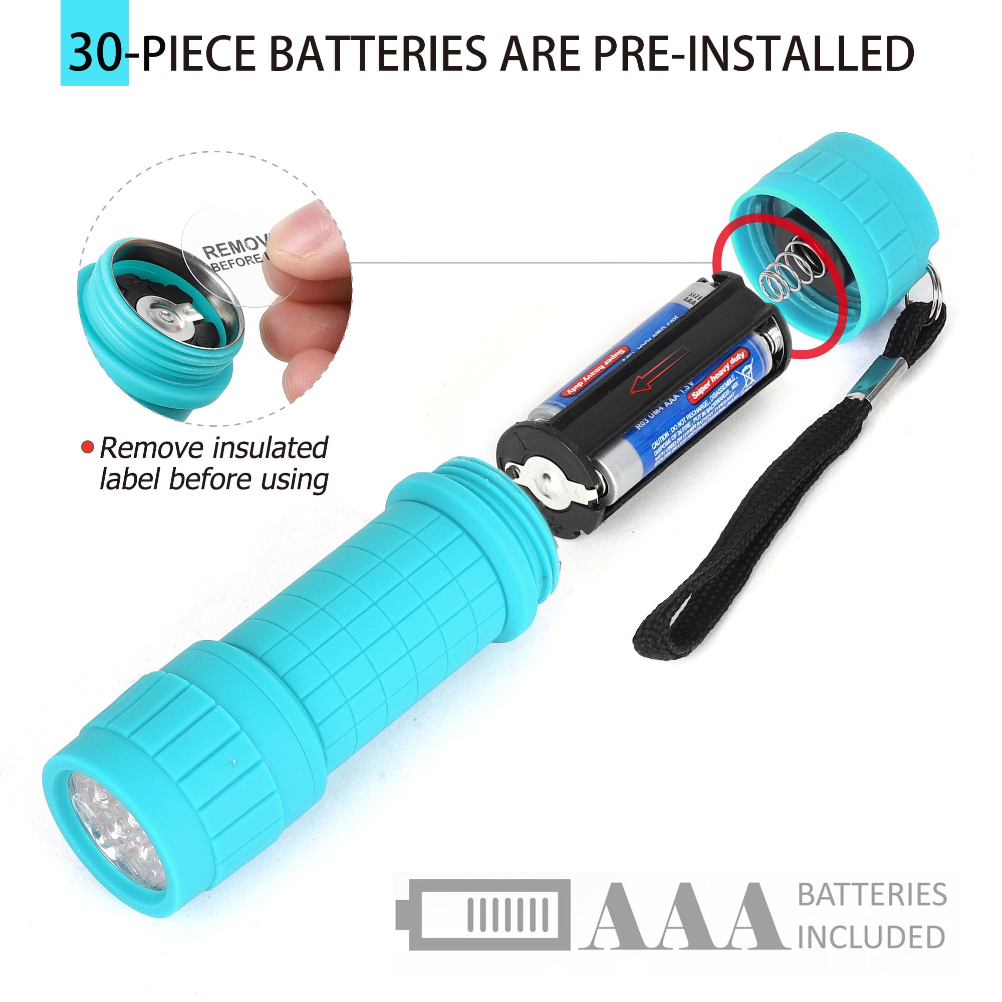 FASTPRO 9-LED Mini Flashlight Set, 10-Pack with AAA Batteries, Assorted Colors