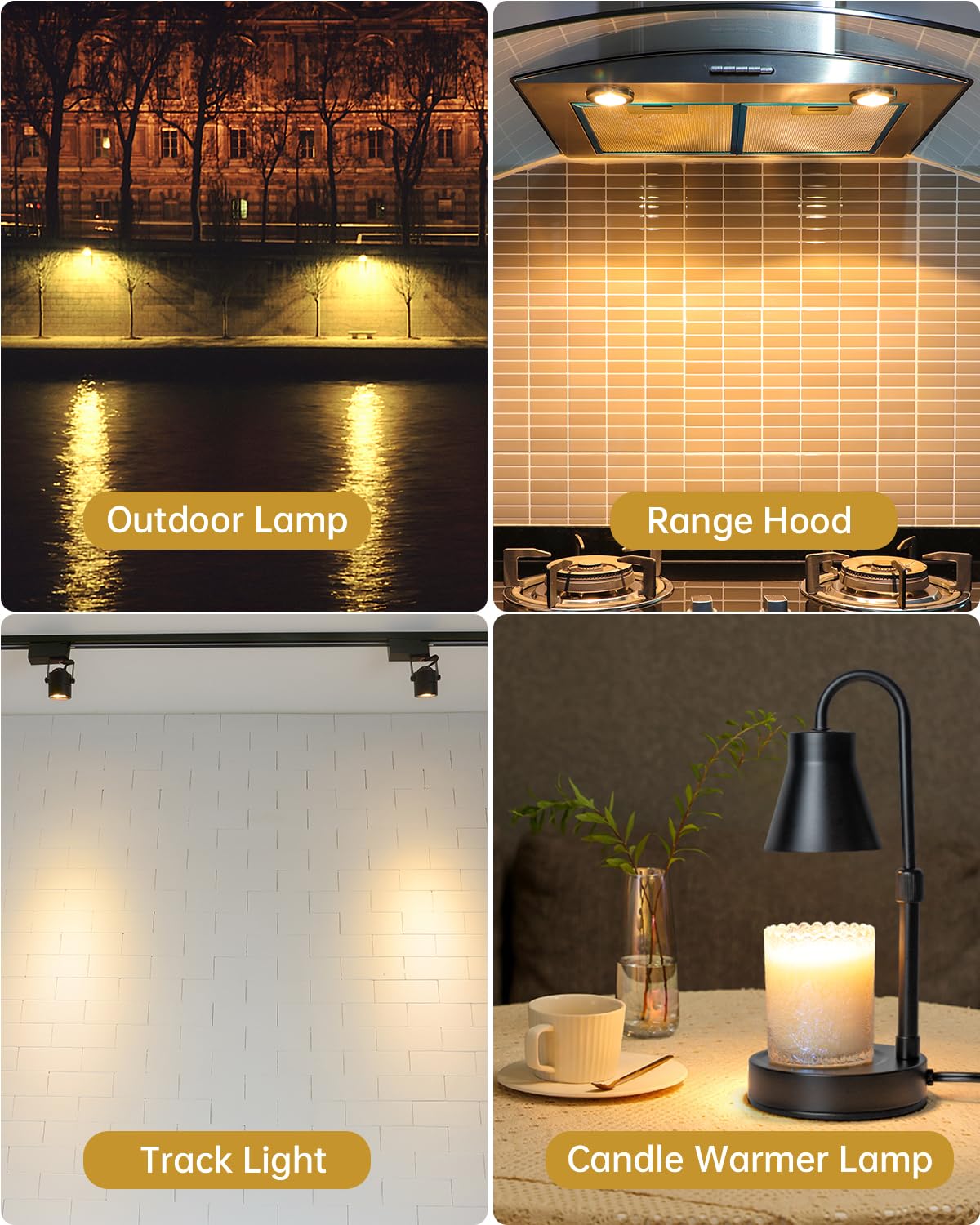 Elenhome GU10 Halogen Light Bulbs, 35W Dimmable MR16, 6 Pack, Glass, 2700K Warm White