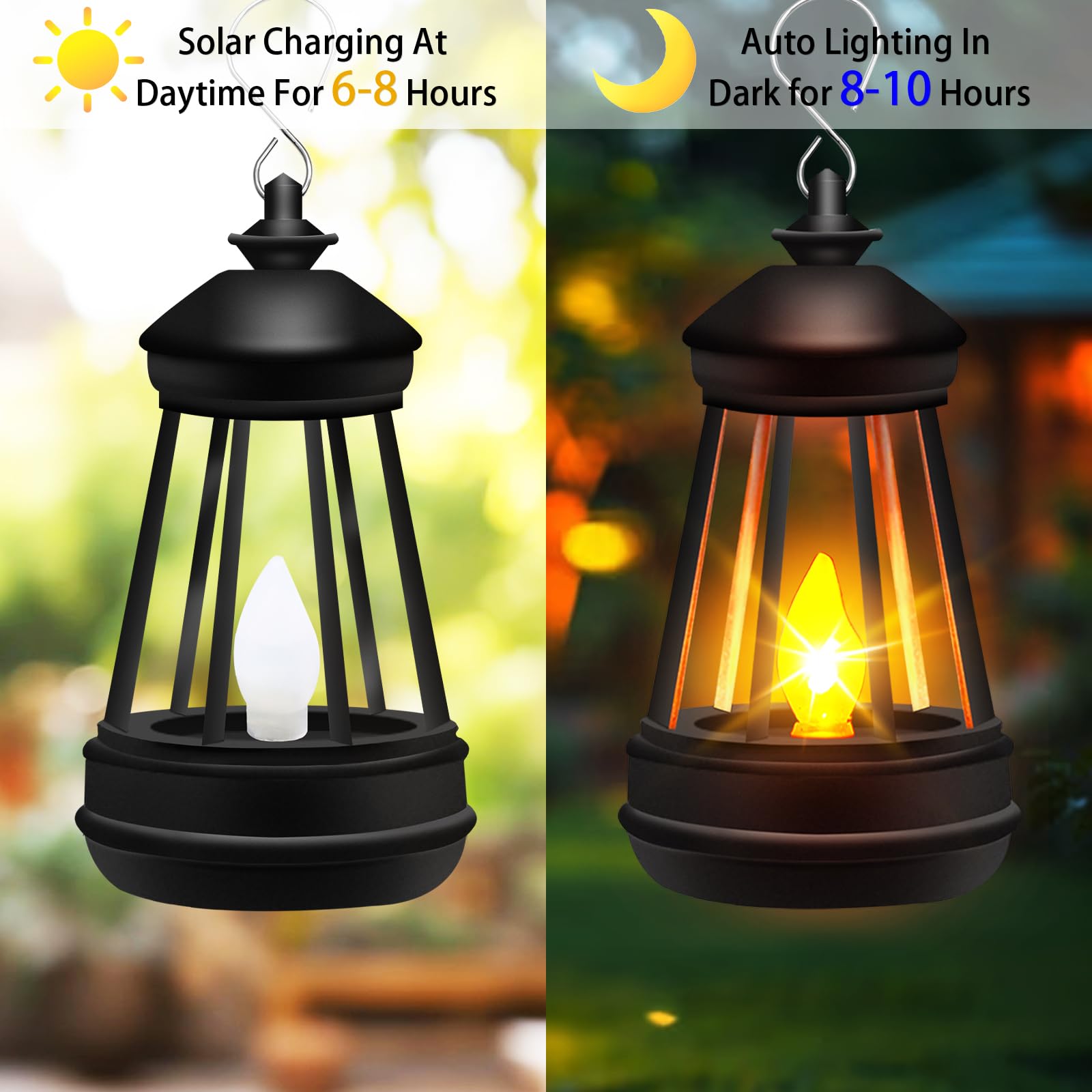 Stadeco Mini Solar Lantern - Waterproof Hanging Light, Black, Plastic, Model GTD-12, 1 Pack