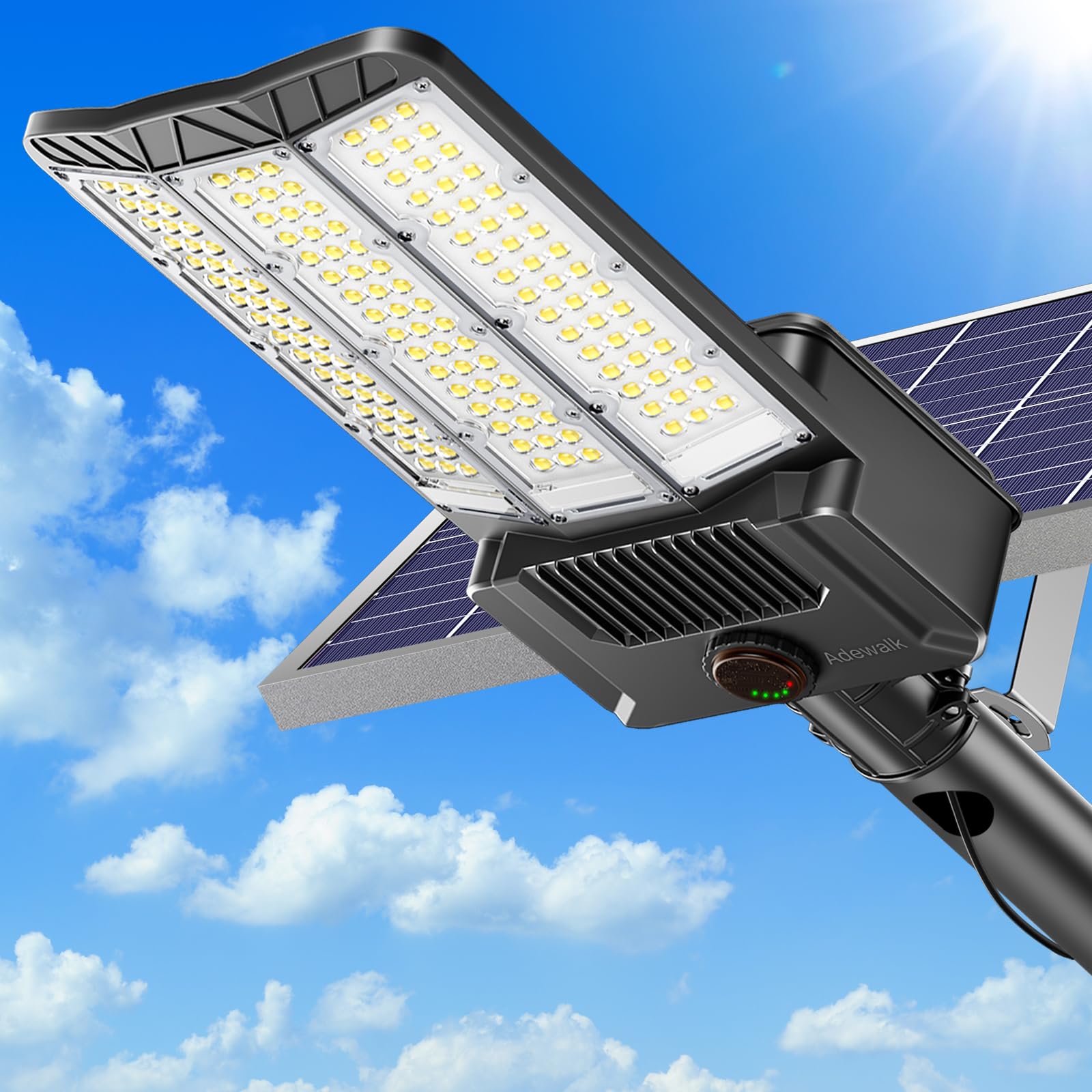 Adewalk 8000W Solar Street Lights Outdoor, Commercial Solar Street Lights Outdoor Dusk to Dawn, Solar Outdoor Light with Motion 
