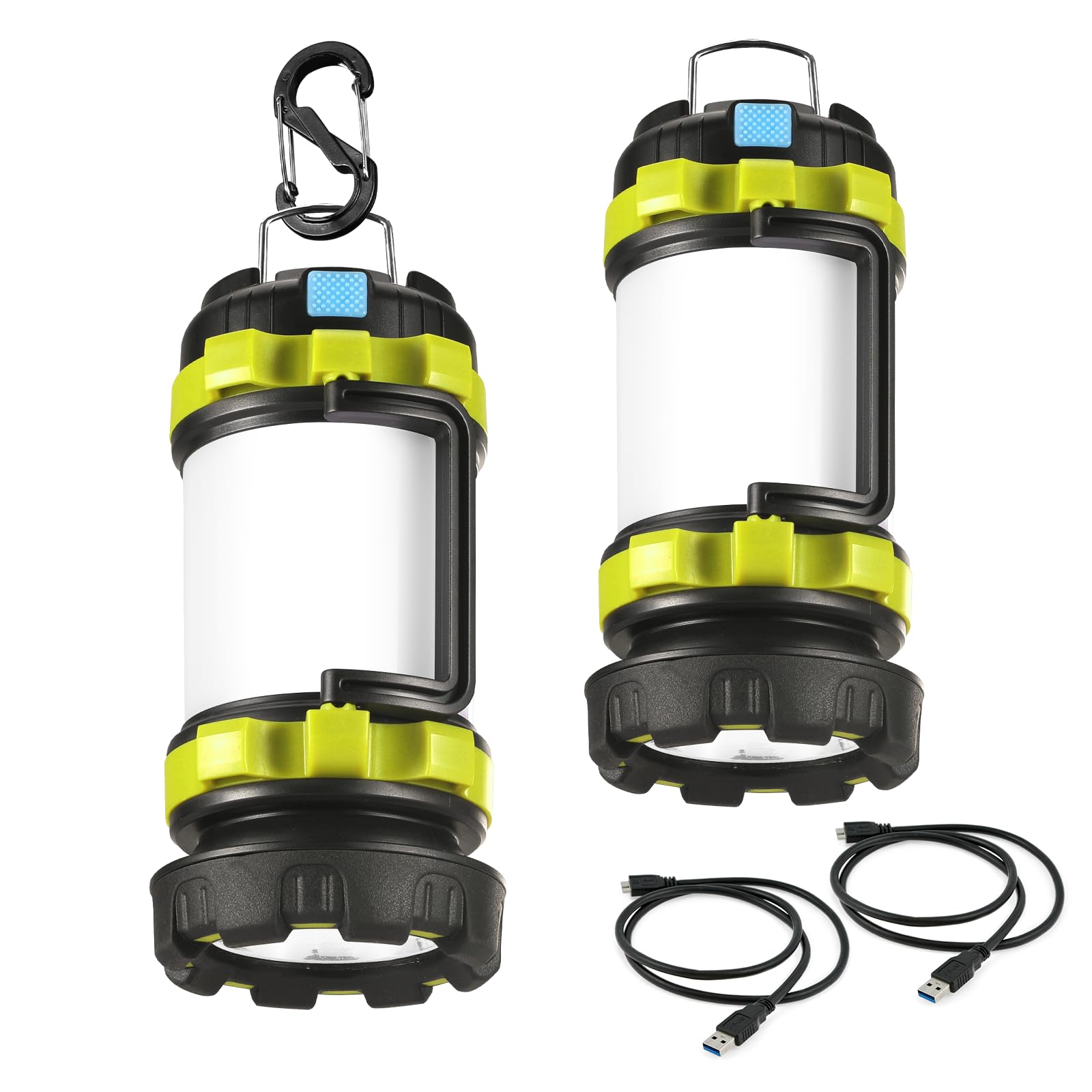 2 Pack Led Camping Lantern Flashlight Rechargeable, Consciot Portable Torch With 6 Light Modes, 3600Mah Power Bank, Ipx4 Waterpr