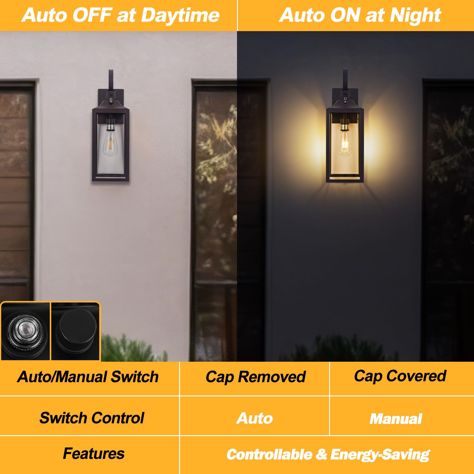 Yolsunes 19 Dusk To Dawn Outdoor Lighting 2 Pack  Large Outdoor Wall Sconce Dusk To Dawn Sensor Wall Sconce Lamp  Anti Rust Bronze Dusk Till Dawn Porch Light For Doorway  Garage  Patio