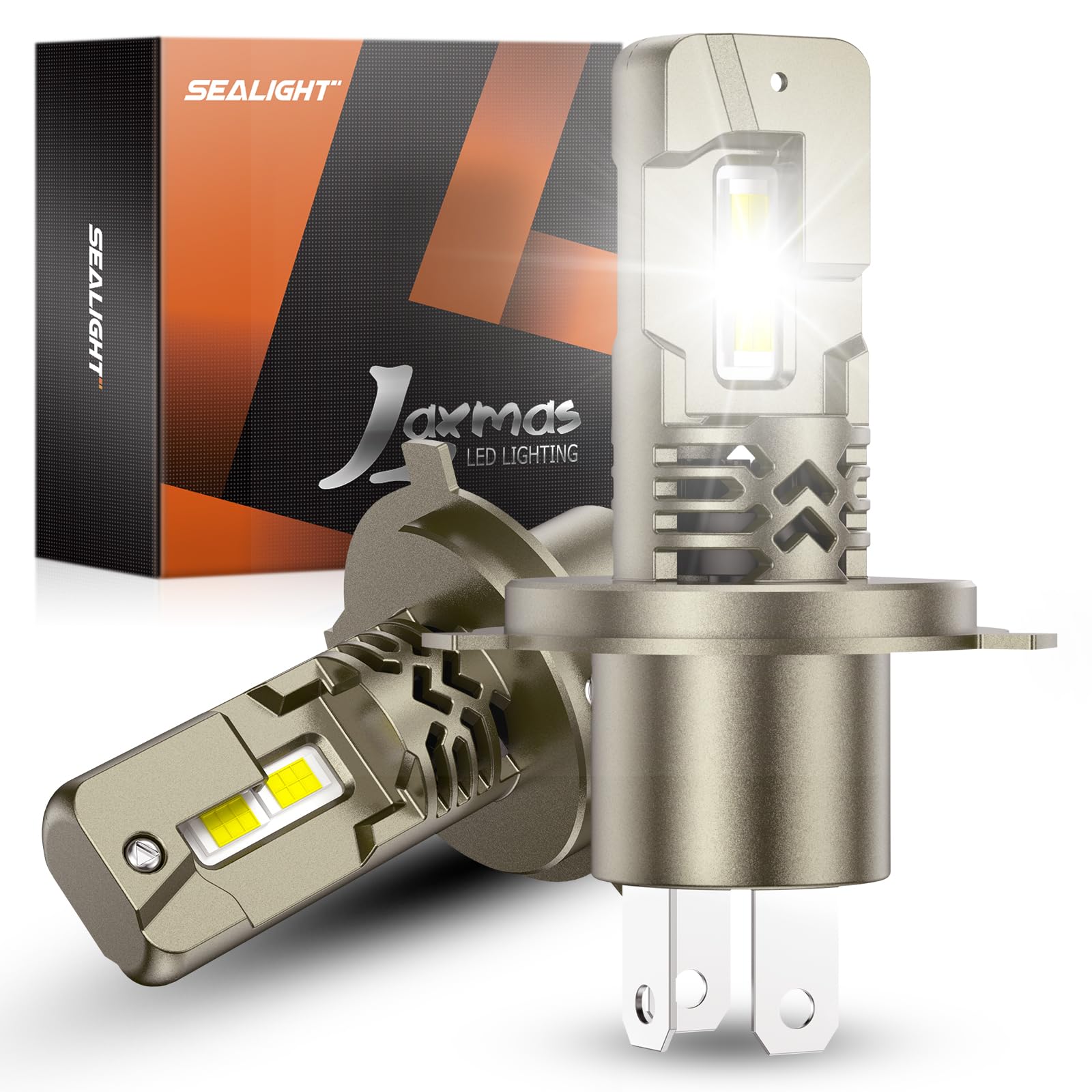 SEALIGHT H4/9003 Super Bright Driving Bulbs, 50000LM, 6500K White, Plug-N-Play, Pack of 2