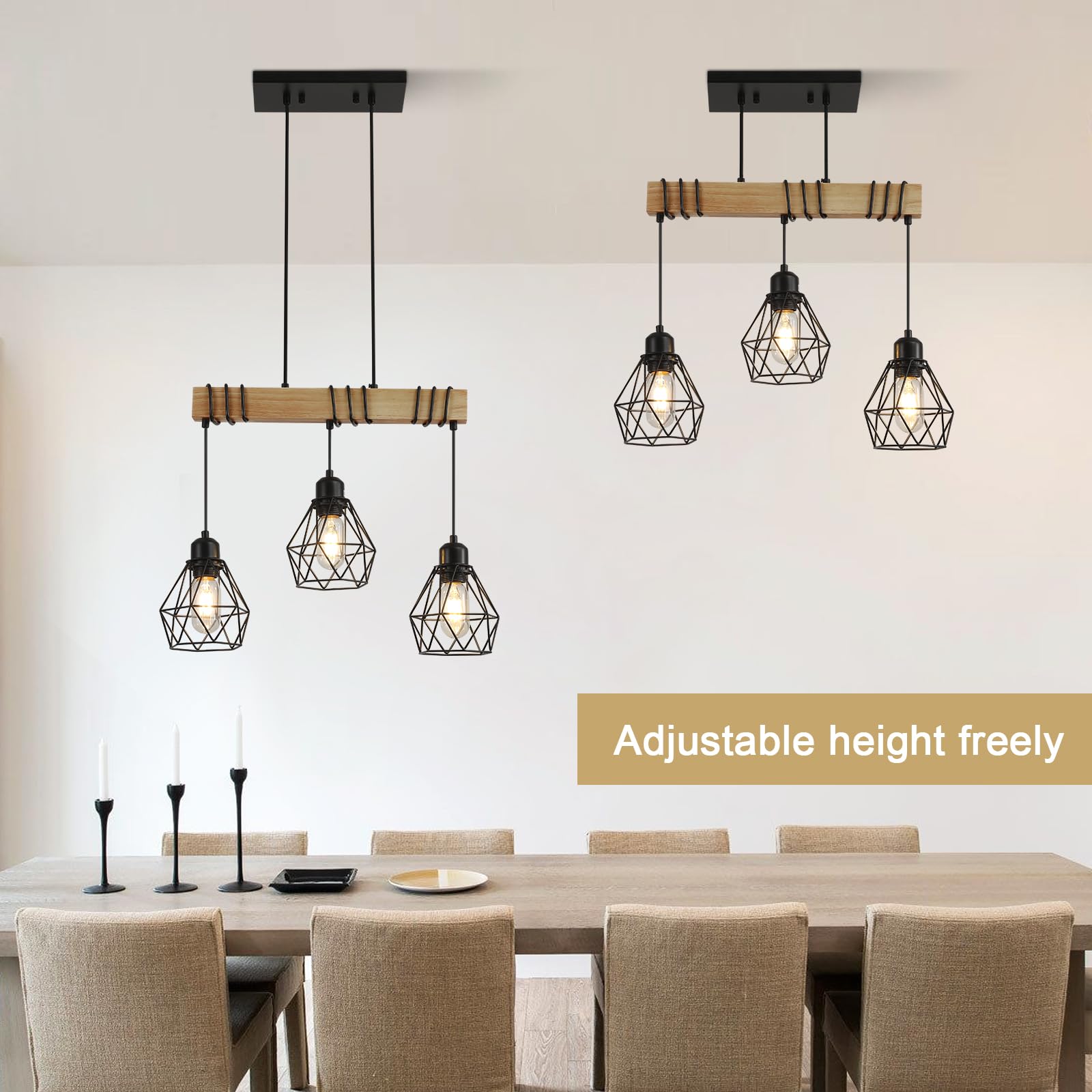 3-Light Kitchen Island Lighting,Modern Chandelier Over Table, Dining Room Light Fixture Hanging For Modern Farmhouse Linear Chan