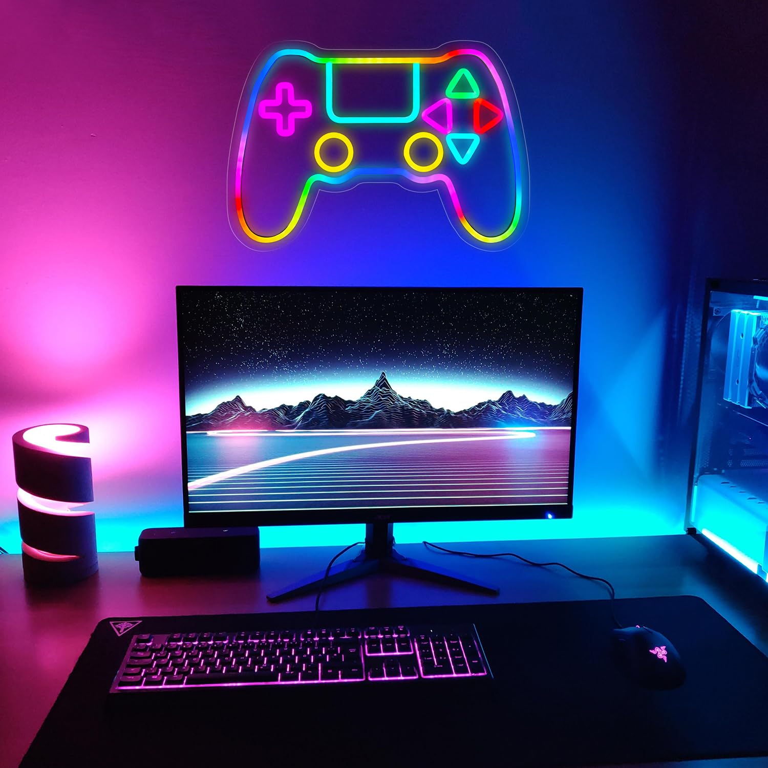 Qusea Gamer Neon Sign Gamepad RGB LED Lights 16 x 11 in Acrylic Gamepad-1 Model Dengpai