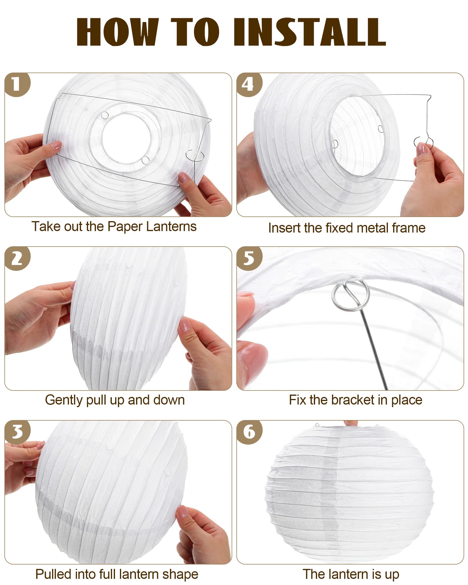 Treela 30 Pack White Chinese Japanese Paper Lanterns Decorative Hanging Ball Lanterns Round Paper Lantern Lamps For Wedding Birthday Party Home Decorations(10 Inch)
