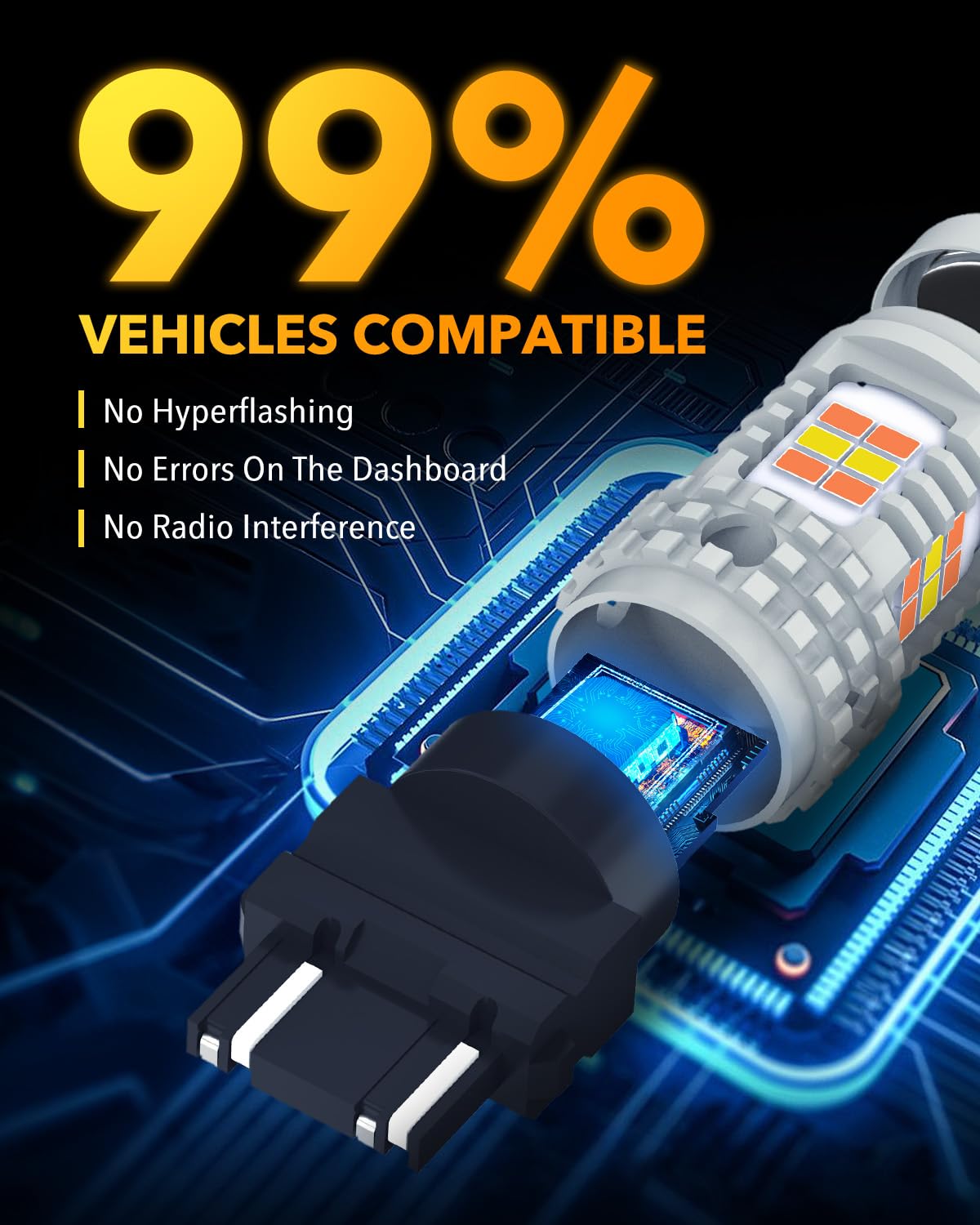 OXILAM 3157 Switchback LED Bulbs, Dual Color Amber/White, CANBUS Ready, Aircraft Grade Aluminum, Pack of 2