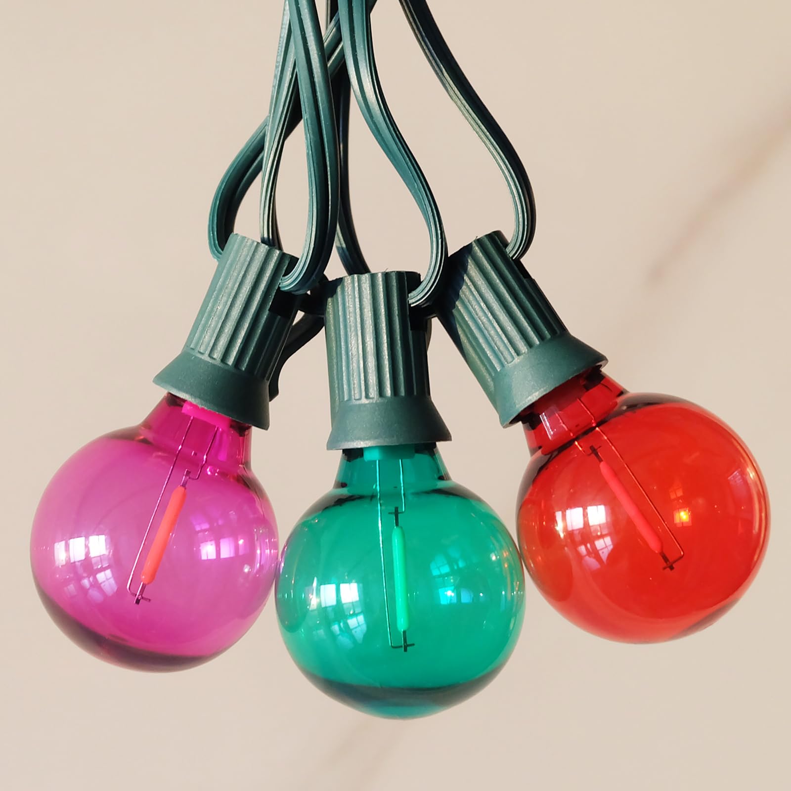 G40 Led Christmas Globe String Lights, 50Ft Shatterproof Colored Christmas Lights With 27 Led Clear Multicolor Lights(2 Spare),