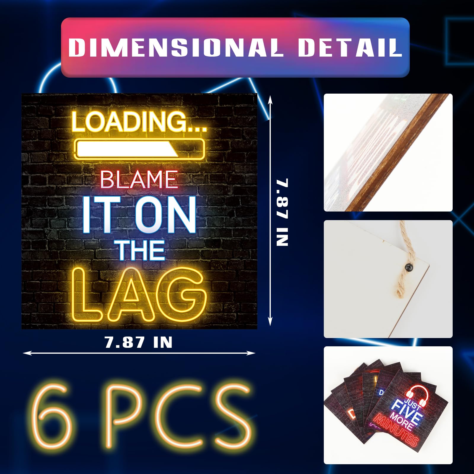 YLOLUL 6Pcs Neon Gaming Decor Video Gamer Room Decor Gaming Decor for Boys Room Boys Gaming Wall Art Neon Gaming Room Decor Game