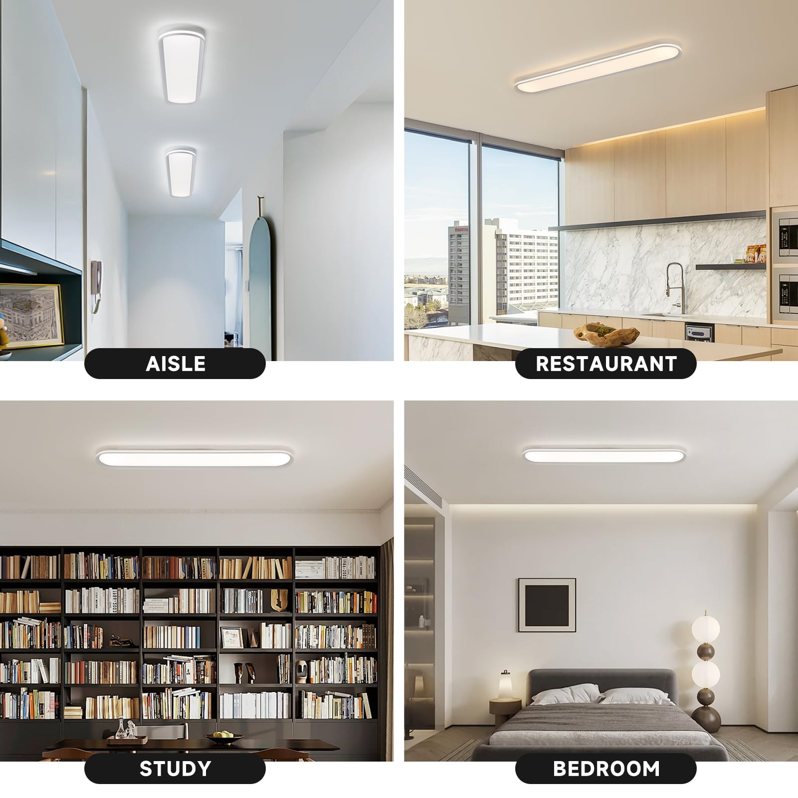 Naroume 47.1 Inch Dimmable Metal Led Ceiling Light,Slim, Edge Lit - 65W Full Spectrum Linear Ceiling Lamps,3000-6500K Modern Ult