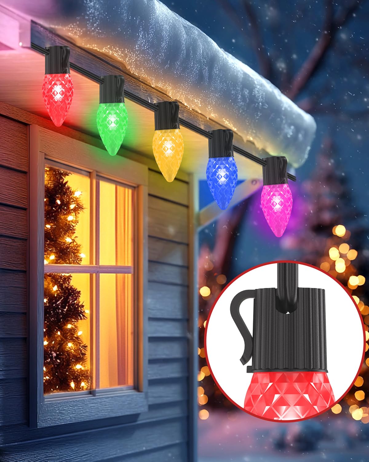 Freecube 50Ft C9 Led Solar Christmas Pathway Lights Outdoor  25 Multicolor Bulbs With 8 Modes & Timer  Waterproof Solar Christmas Stake Lights For Yard Lawn Sidewalk Driveway Outdoor Decorations