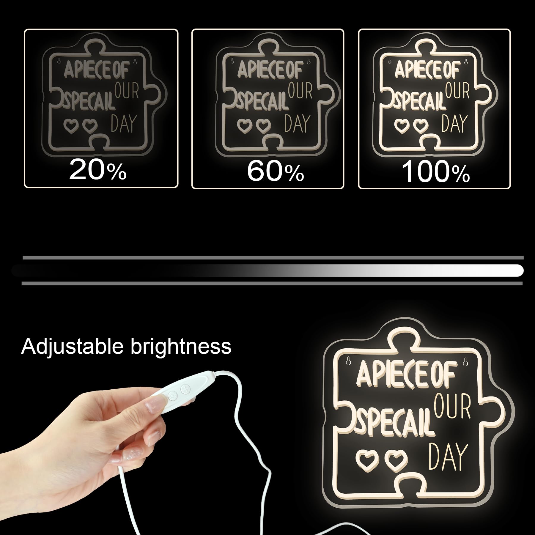 Nosun A Piece Of Our Special Day Neon Sign For Wall Decor Special Day Light Sign Warm White Led Dimmable Neon Light Sign For Bachelorette Party Engagement Party First Birthday Favors Wedding Anniversary For Party Home Wall Wedding Decoration Art Gift