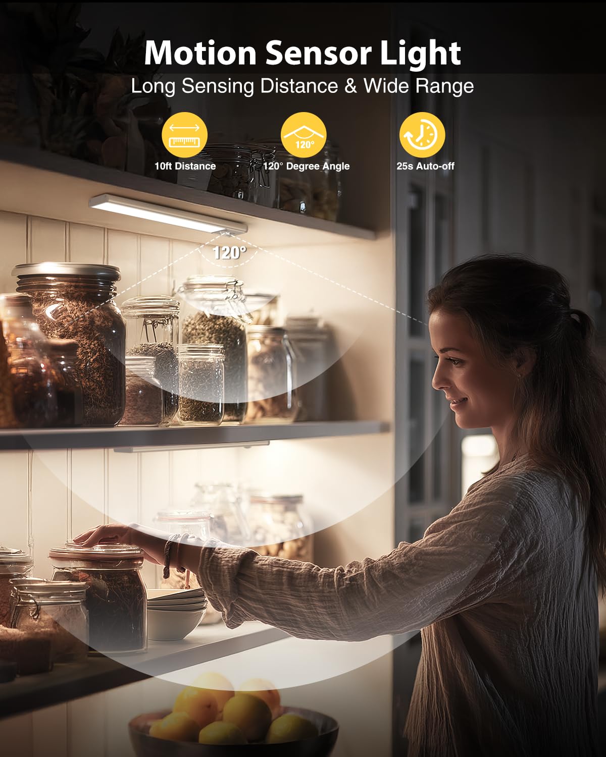 Led Under Cabinet Lighting  Battery Operated Motion Sensor Light Indoor Wireless  3 Color Temps  Usb Rechargeable Closet Light  Dimmable Under Counter Lights For Kitchen Stairs Closet Pantry  2 Pack