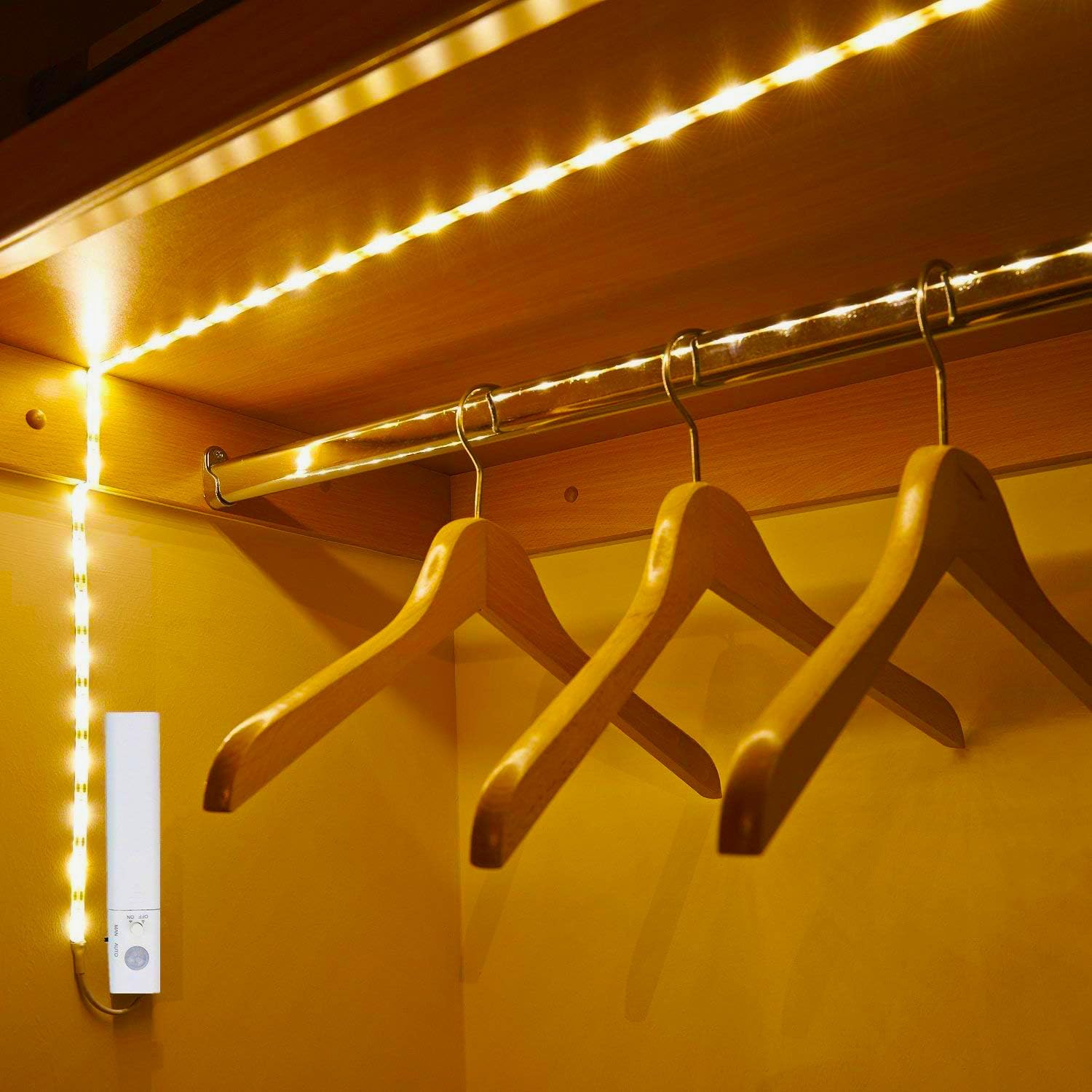 Amagle 9.8Ft Motion Sensor Light, Warm White Led Strip For Closet & Kitchen, Battery Operated