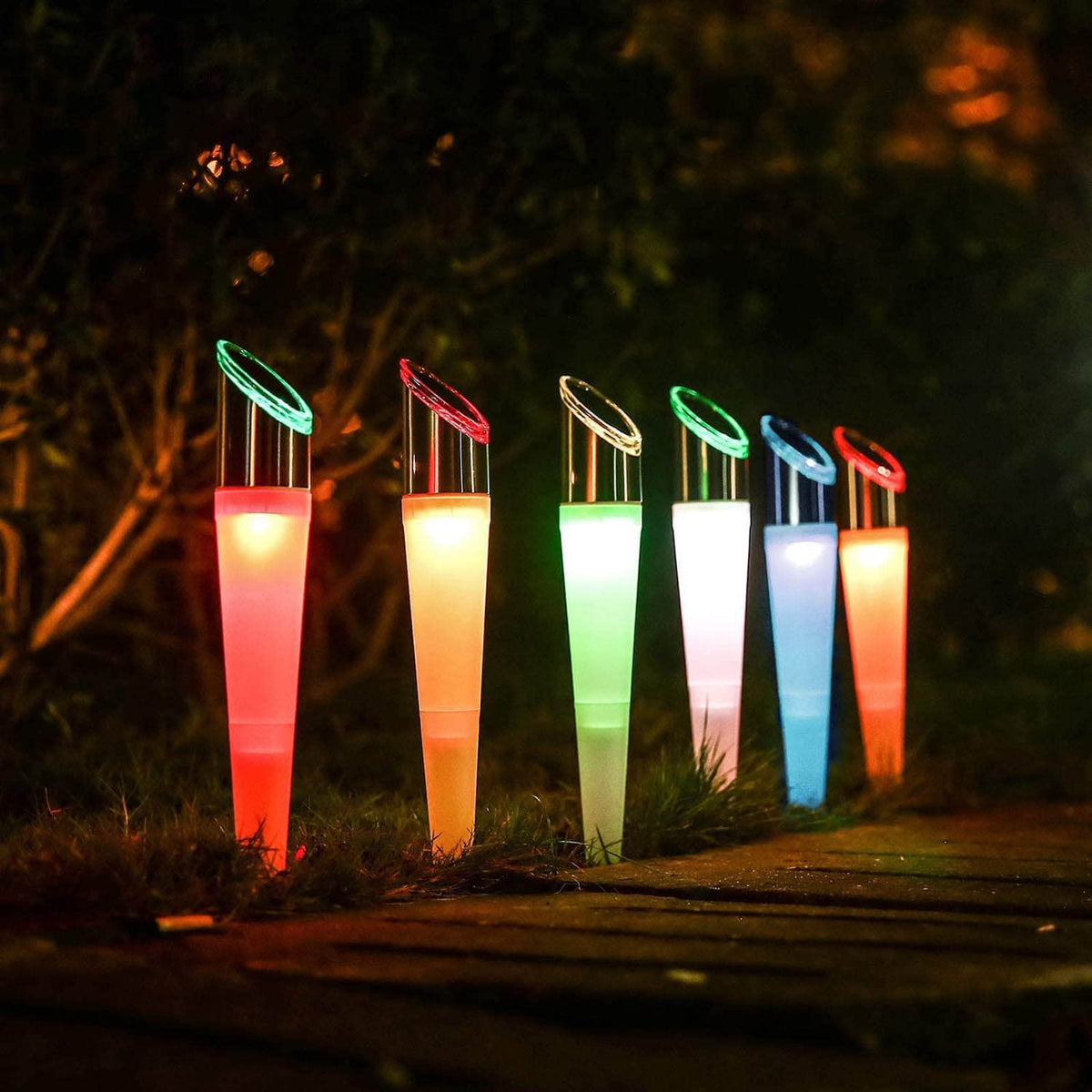 Pearlstar Solar Lights Outdoor Garden Pathway Lights Led White&Color Changing Landscape Lighting Waterproof For Path Lawn Patio