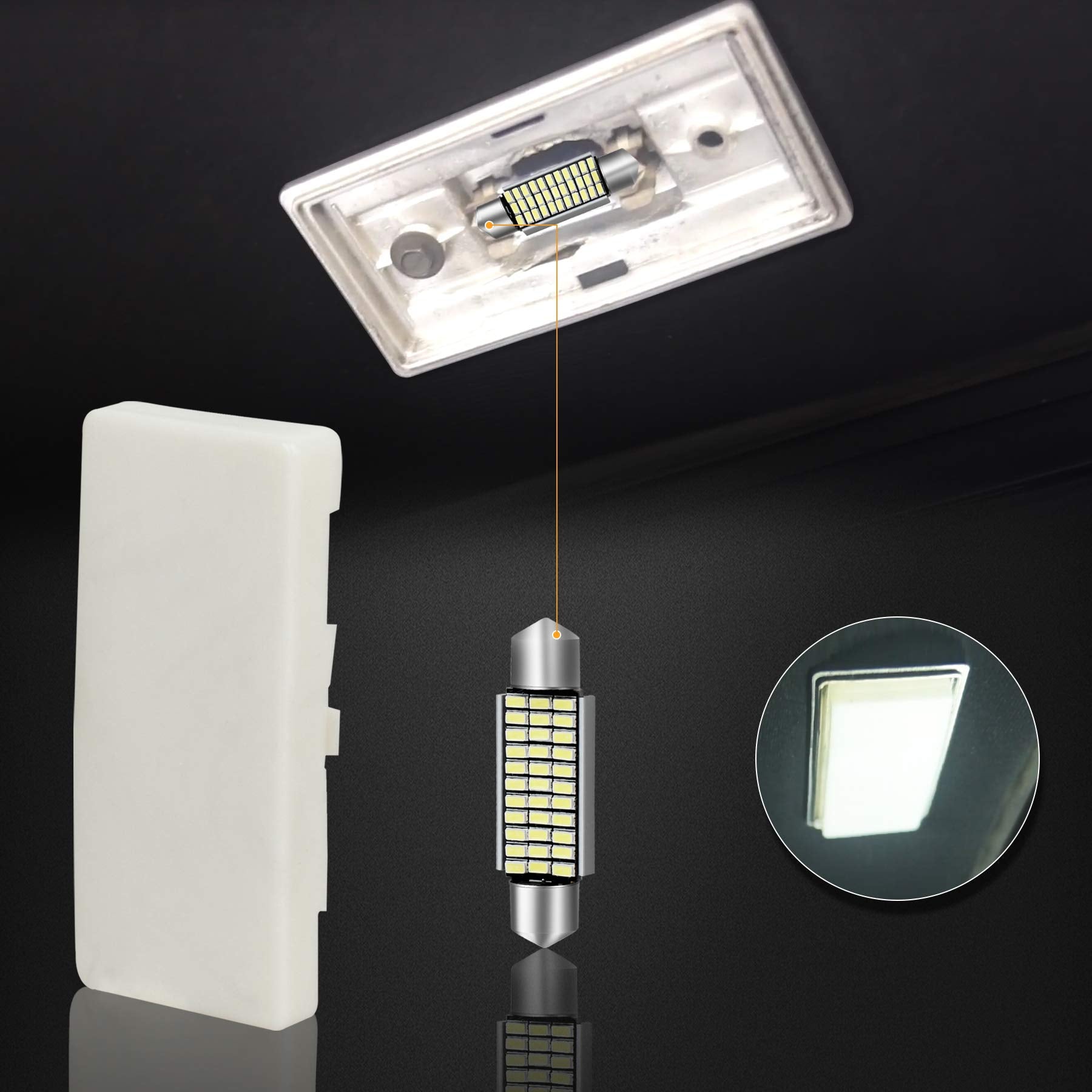 Hercoo Dome Light Lens Cover Interior Roof Map Housing With Led White Blubs Compatible With Chevy S10 Gmc Sonoma 1991-2003 (For Standard/Extended Cab)