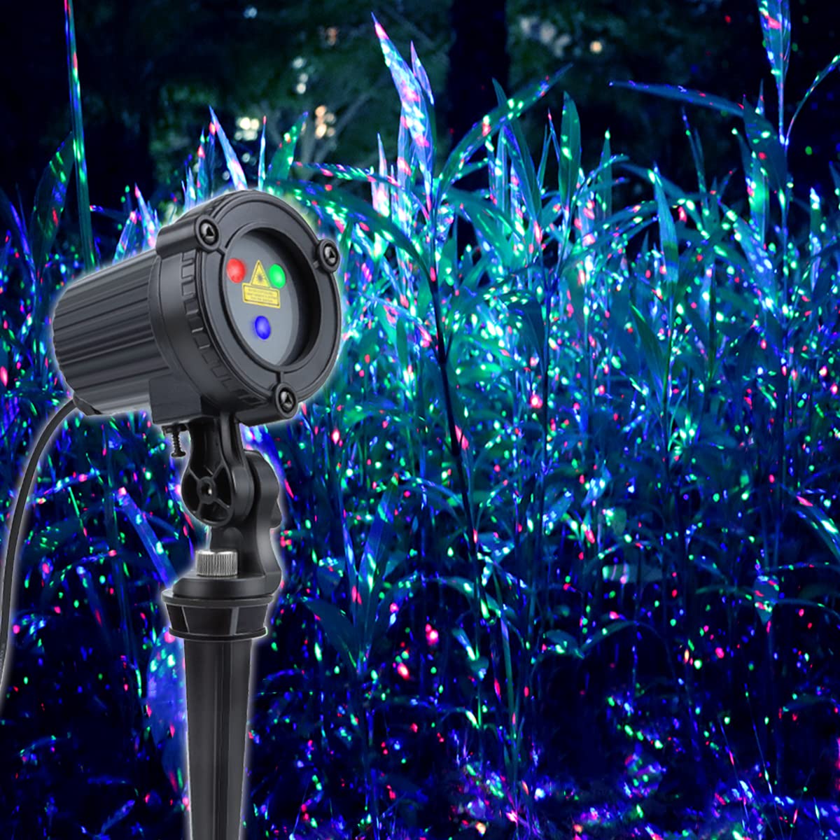 Laser Christmas Lights,Outdoor Garden Laser Lights Projector, Motion Star 3 Color Red Green Blue,Water Proof,Suitable For Outdoor Garden Decorative Lights