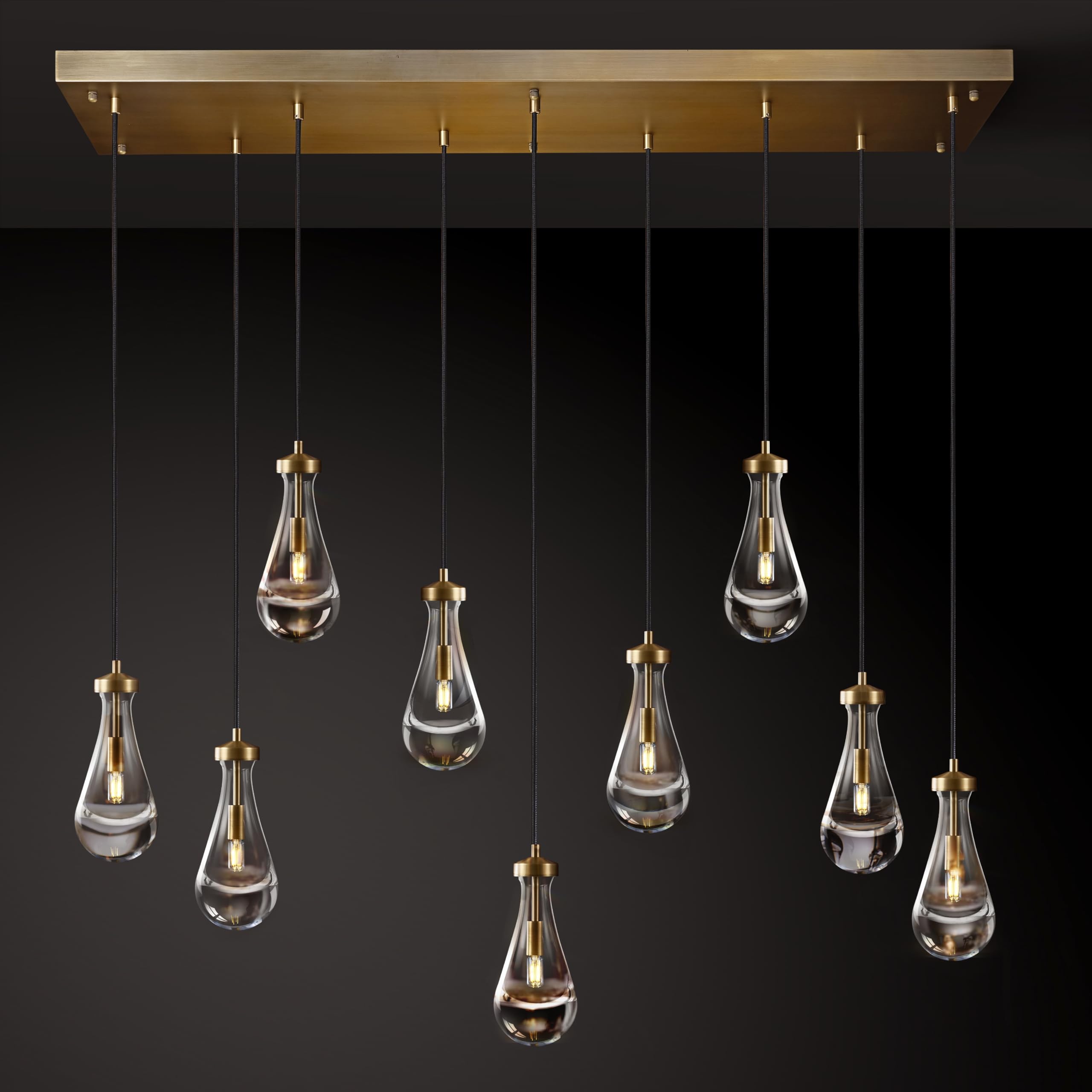 Joyunleo Raindrop 9-Light Chandeliers For Dining Room, Brass Pendant Lights Teardrop, Gold Dining Room Lights Fixture Over Table