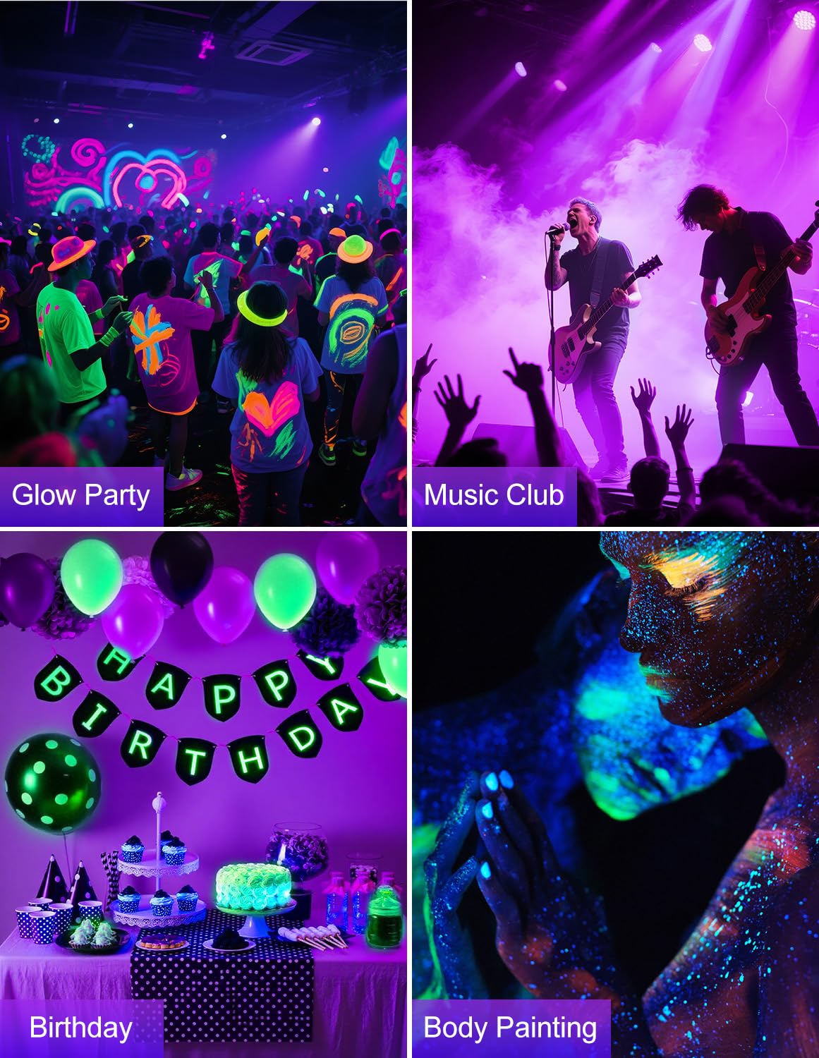 Crepow Outdoor Black Light Spotlight  Led Black Lights Waterproof Landscape Lights With Us Plug For Glow Party Body discomfort-reducingt Fluorescent Poster Stage Lighting Yard Garden Halloween Decoration(4 Pack)