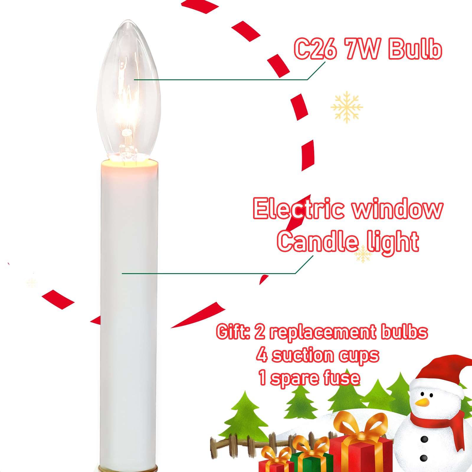 4 Pack Christmas Electric Window Candle Lights With Gold Base, Dusk To Dawn Candle Lamps With 7W E12 Base Incandescent Bulbs Plug In Candle Lights For Window Lights Decor Party Xmas Table Top