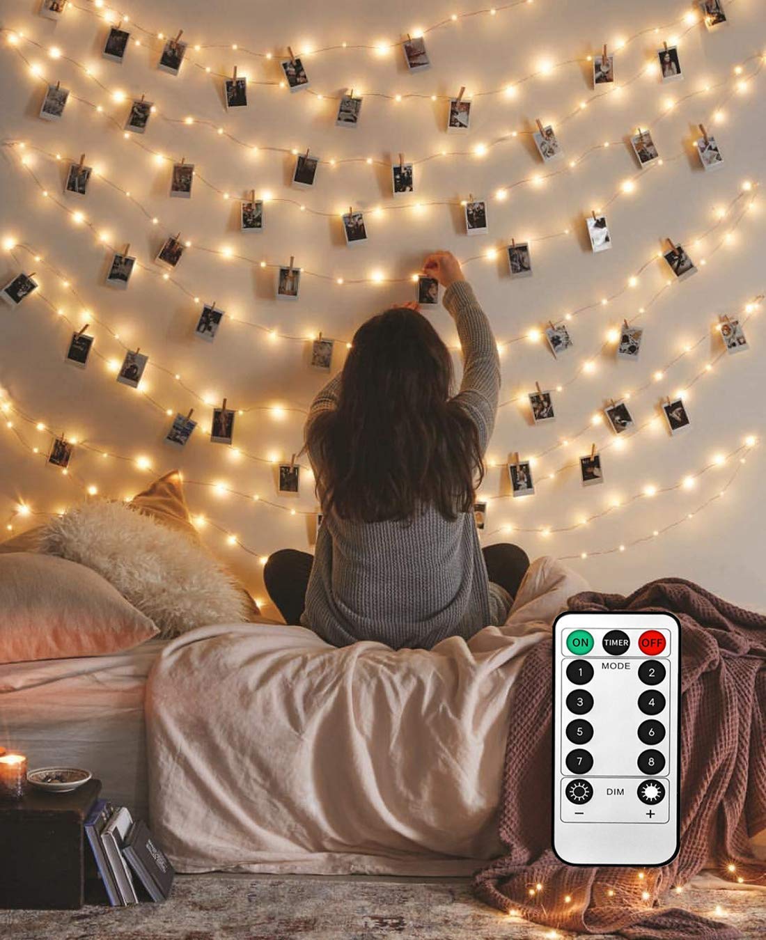 LECLSTAR 50 LED Photo Clips String Lights, 17ft with Remote, 8 Modes, Plastic, Clips String Lights, Model PCSL-17FT50