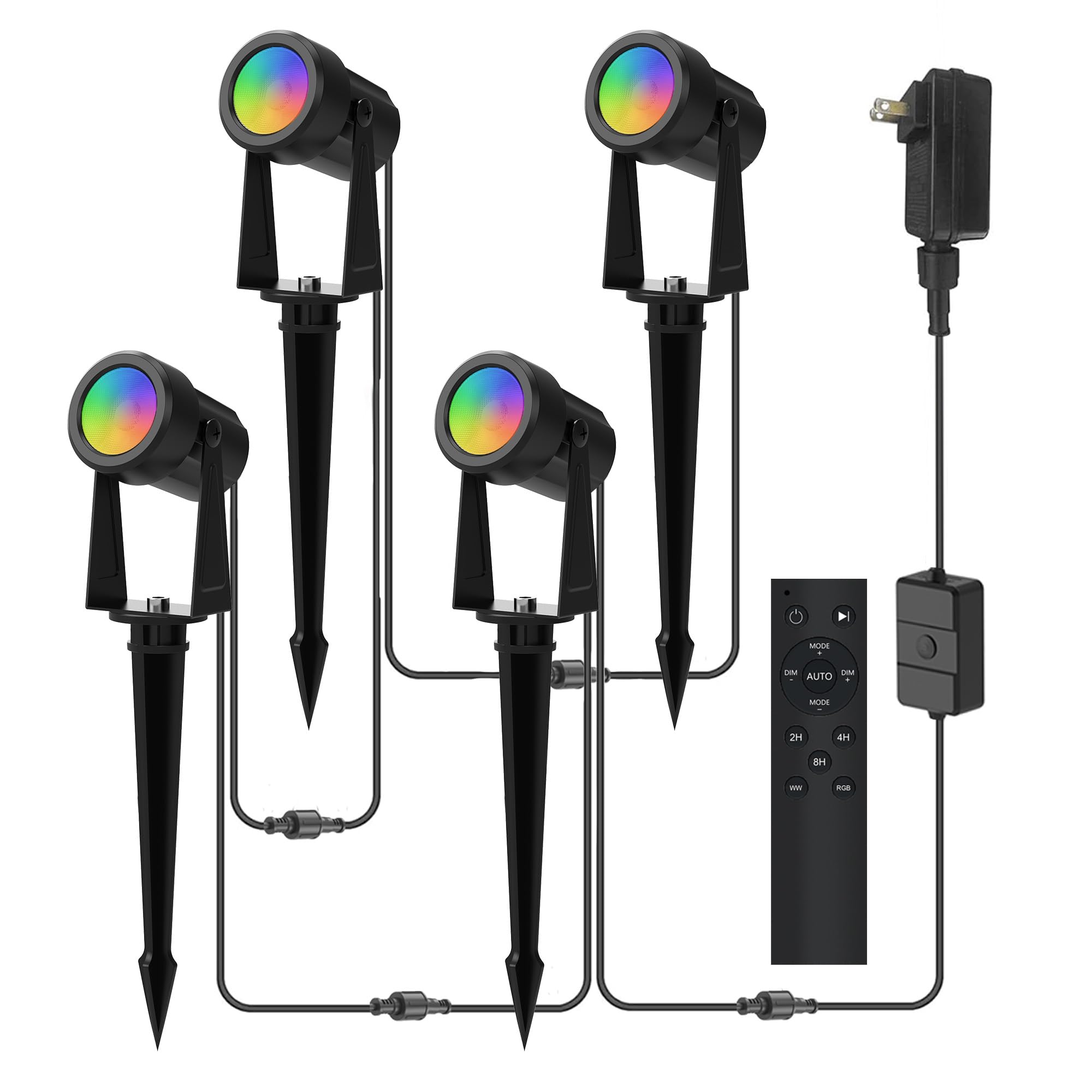 Banord RGBW LED Outdoor Spotlight, 4 Pack, IP65 Waterproof, Multicolor, Model BN-Spot-RGBW-4P