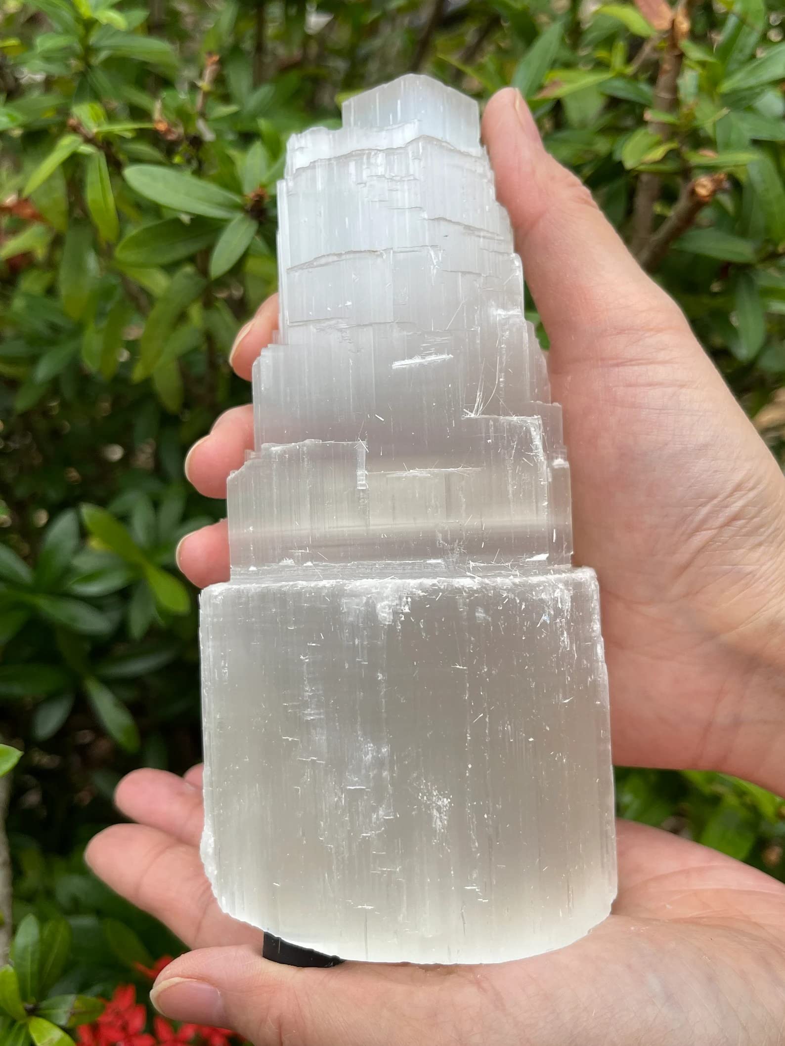 GAF TREASURES Selenite Skyscraper Tower Light - Natural White Healing Crystal, Choose Size 6, 8, 10, 12, 16 (12-13)