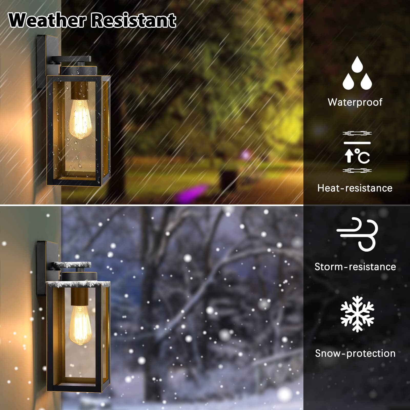 BesLowe Outdoor Wall Light Fixtures, Bronze Waterproof Lanterns, E26 Sockets, Modern 2-Pack for Patio & Entryway