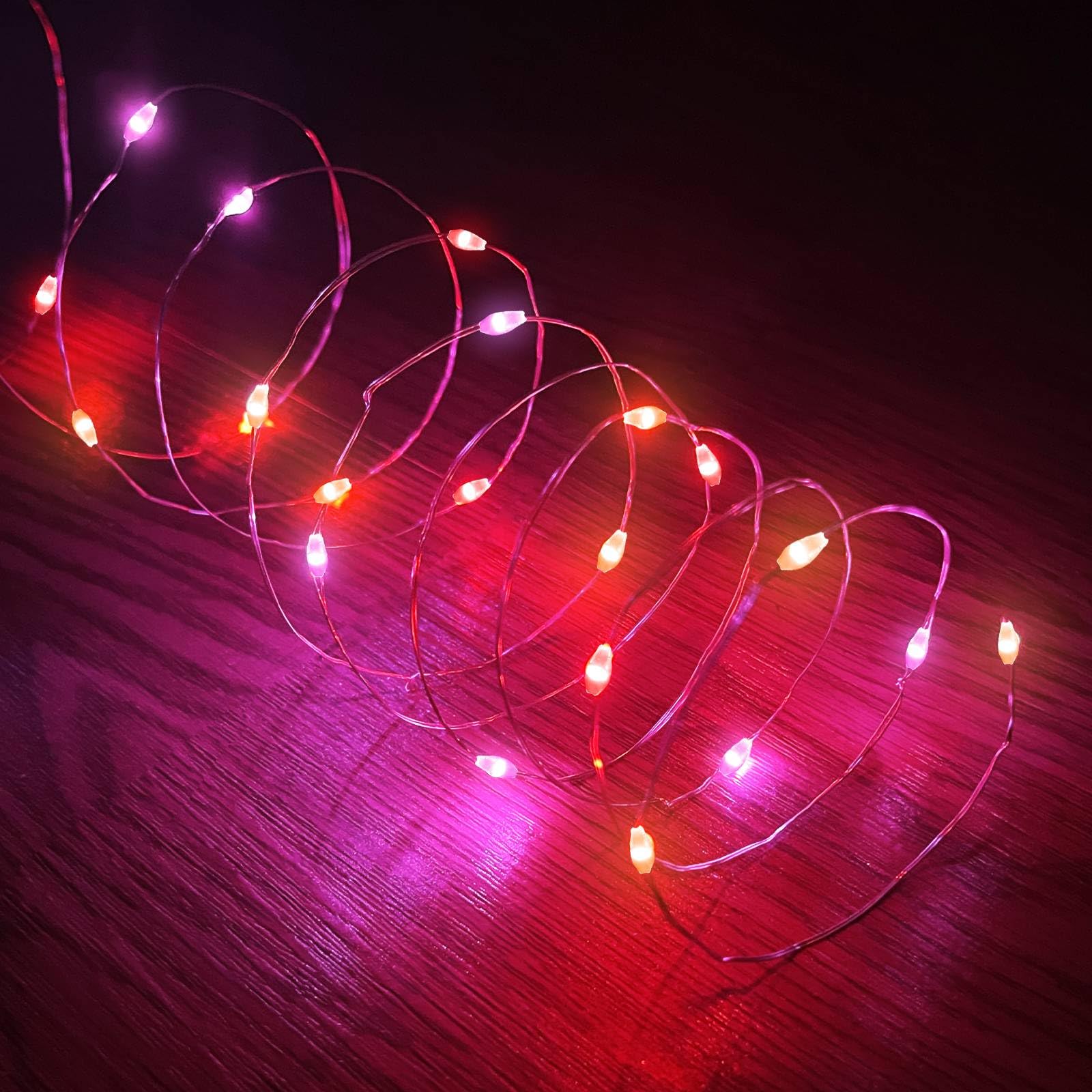 [Timer] 3 Pack Three Color -Pink & Red & White Valentines Fairy Lights Valentine's Day Decorations, Battery Operated Valentine's