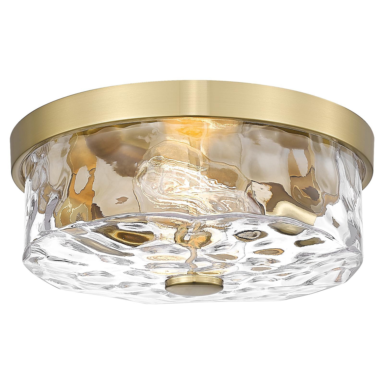Luminzone Flush Mount Ceiling Light With Water Ripple Glass Shade, Modern 2-Light Ceiling-Mount Light Fixtures For Bedroom Livin